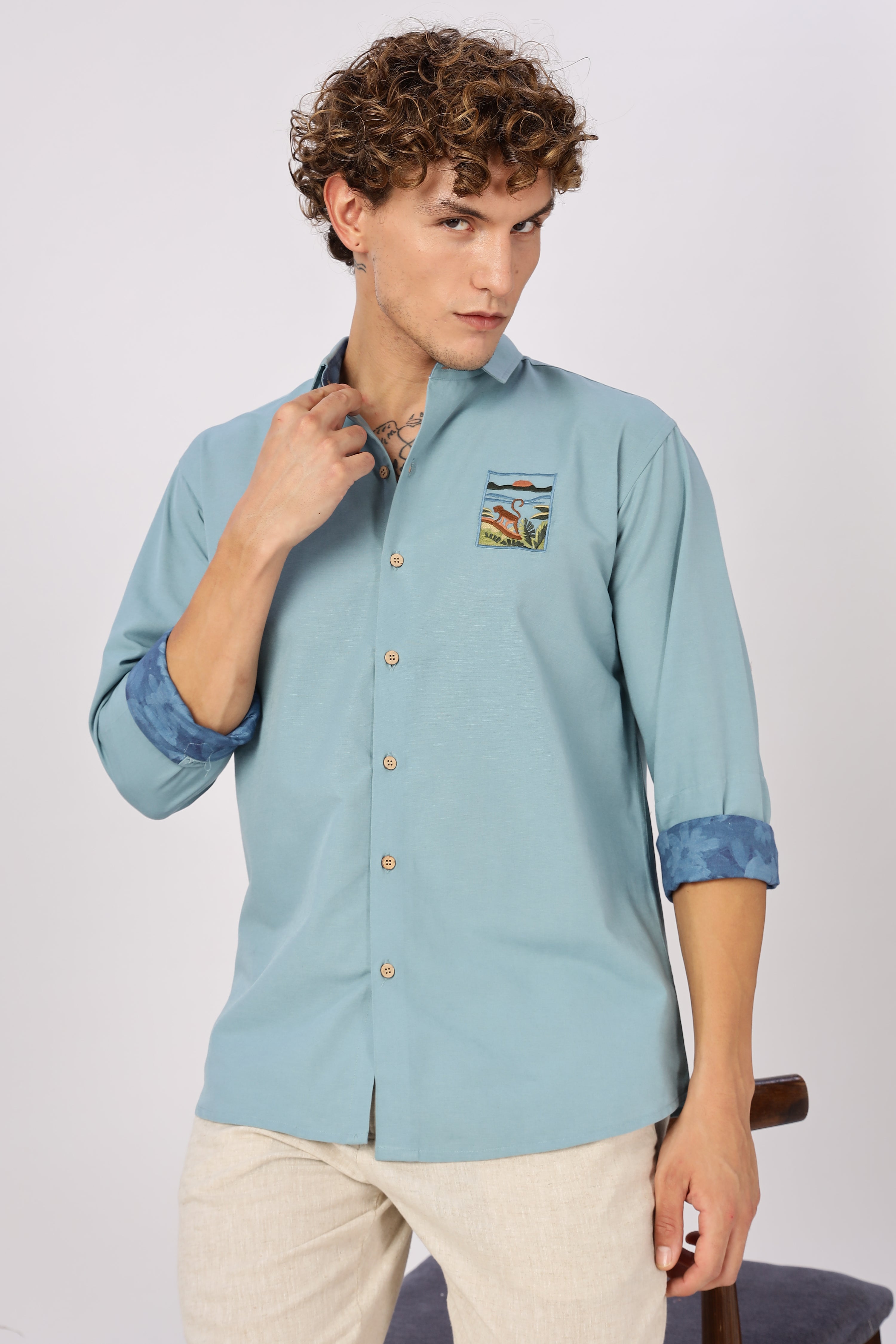 Wildscape Sunset Monkey Vista Cotton Shirt