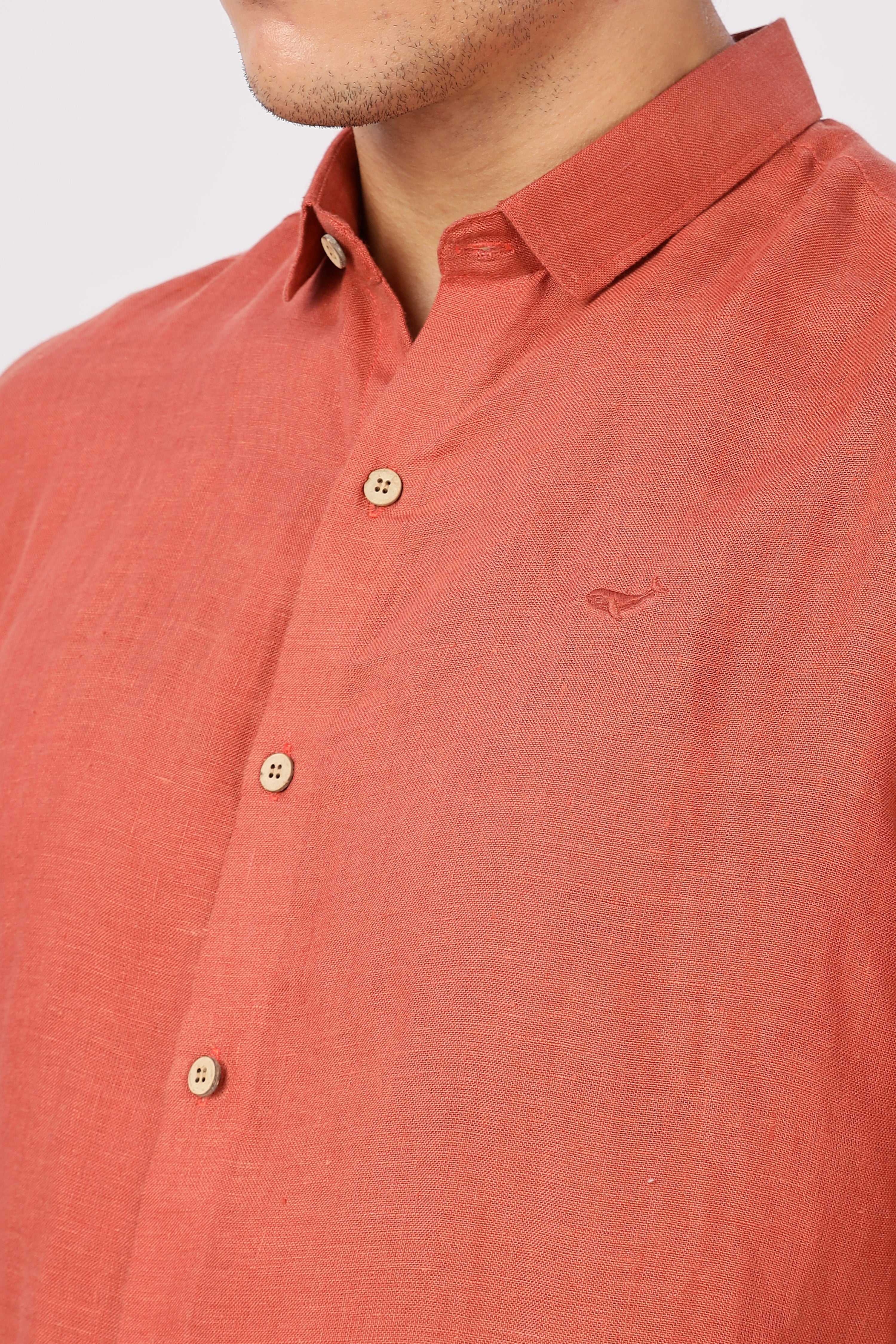 Orange 100% Linen 44 Lea Shirt