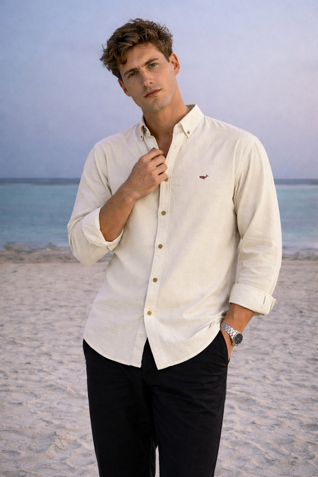 Sands of Sunday Cotton-Linen Regular Fit Beige Essential Shirt