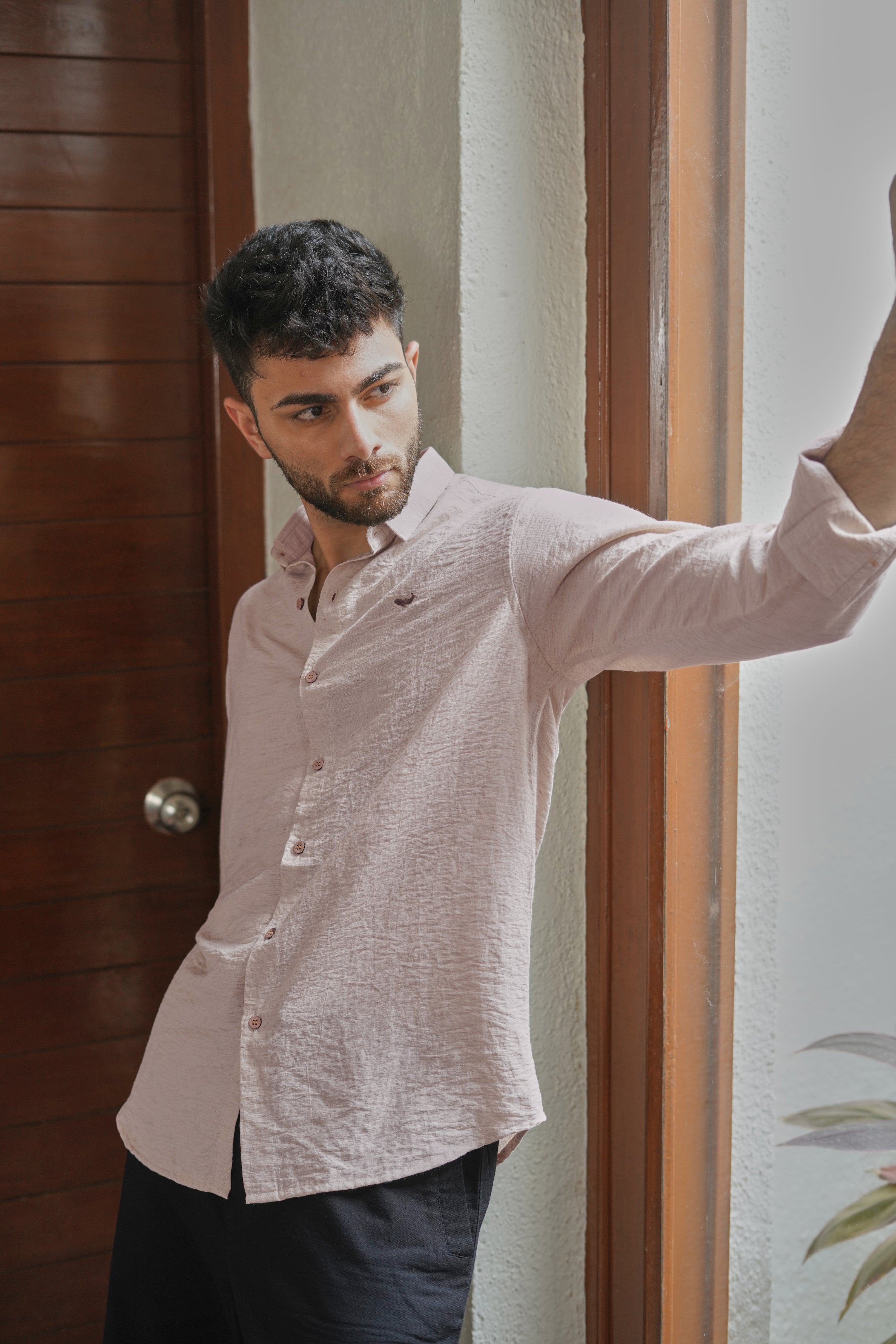 Rose Mist Textured Classic Cotton Shirt