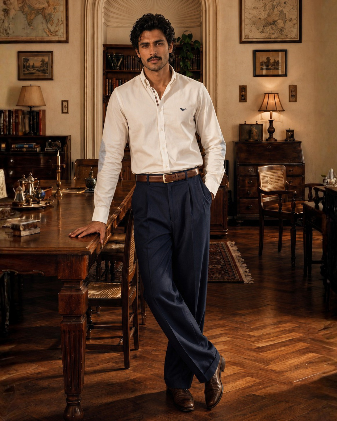 Fine Count Oxford- Broad Collar and Elbow Patches