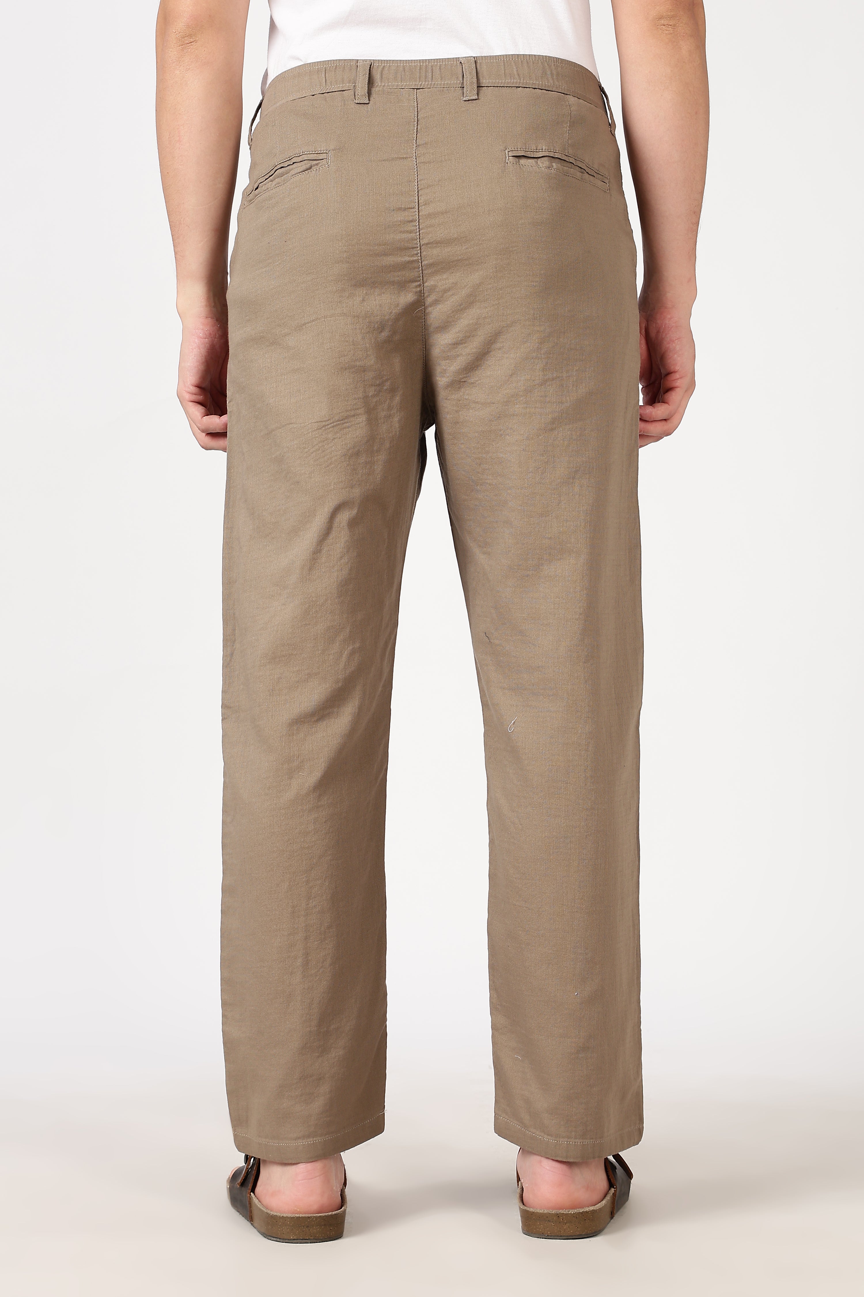 Linen-style 100% Cotton Straight Fit Beige Pant