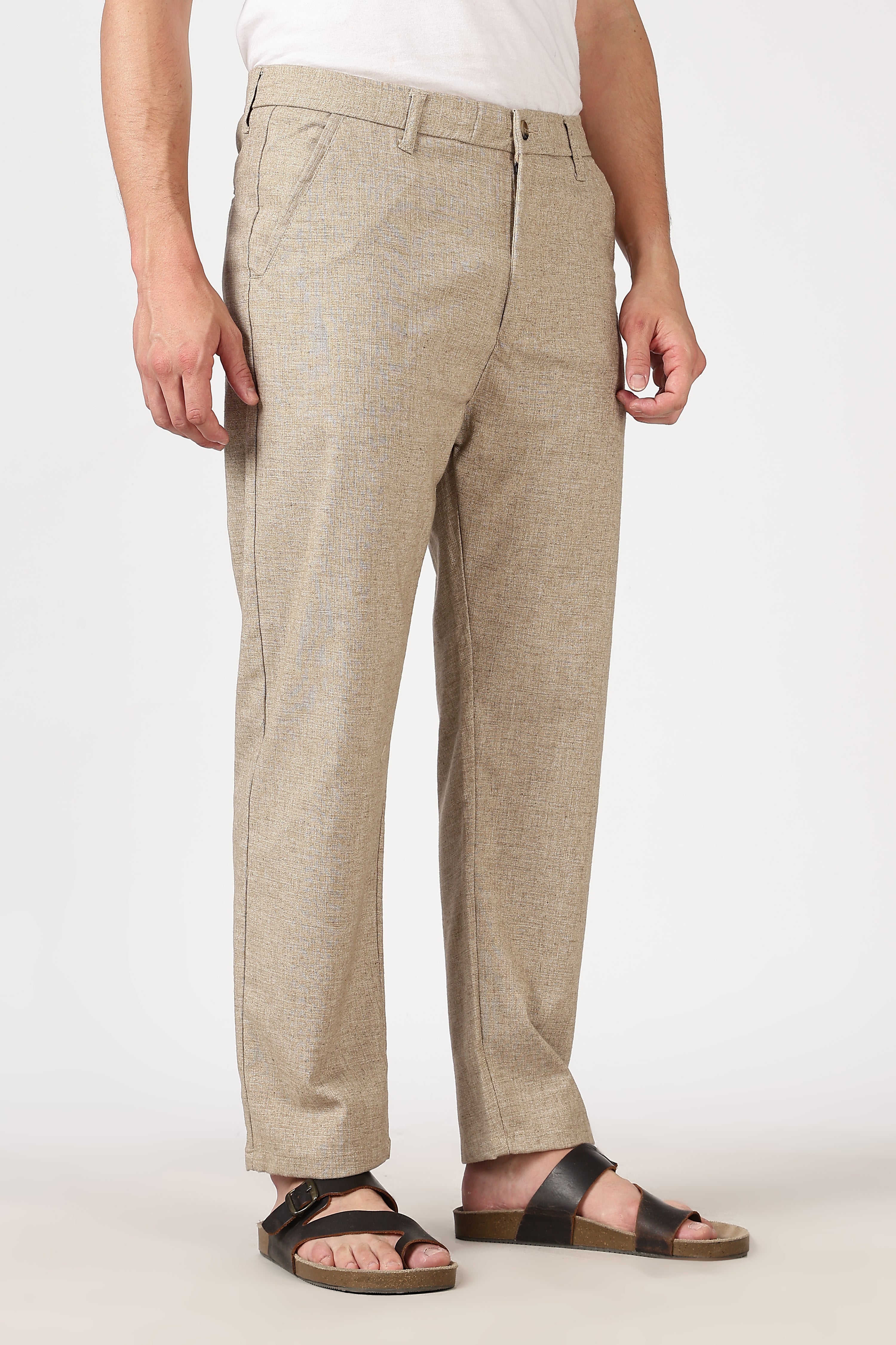 Linen-style 100% Cotton Straight Fit Khaki Pant