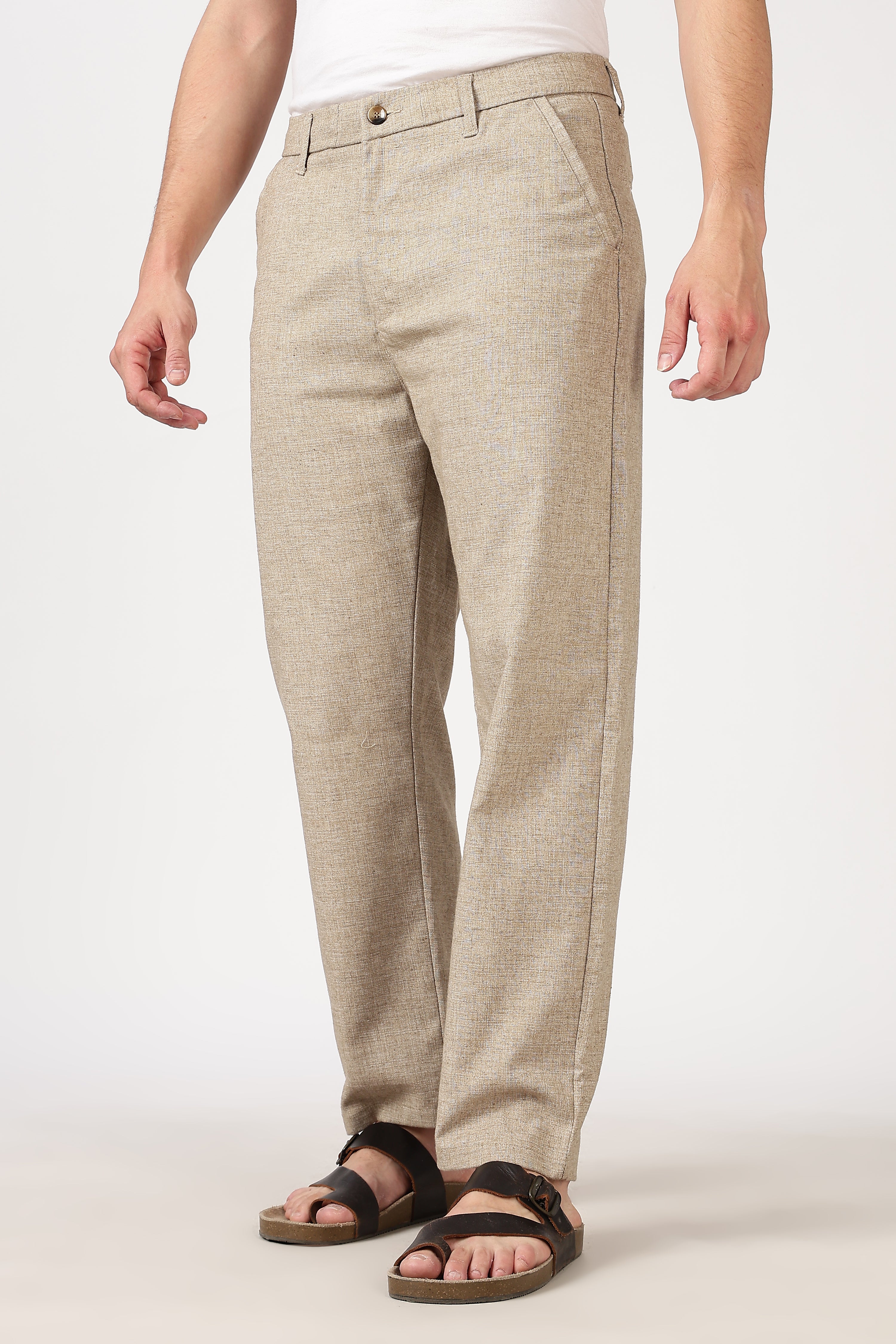Linen-style 100% Cotton Straight Fit Khaki Pant