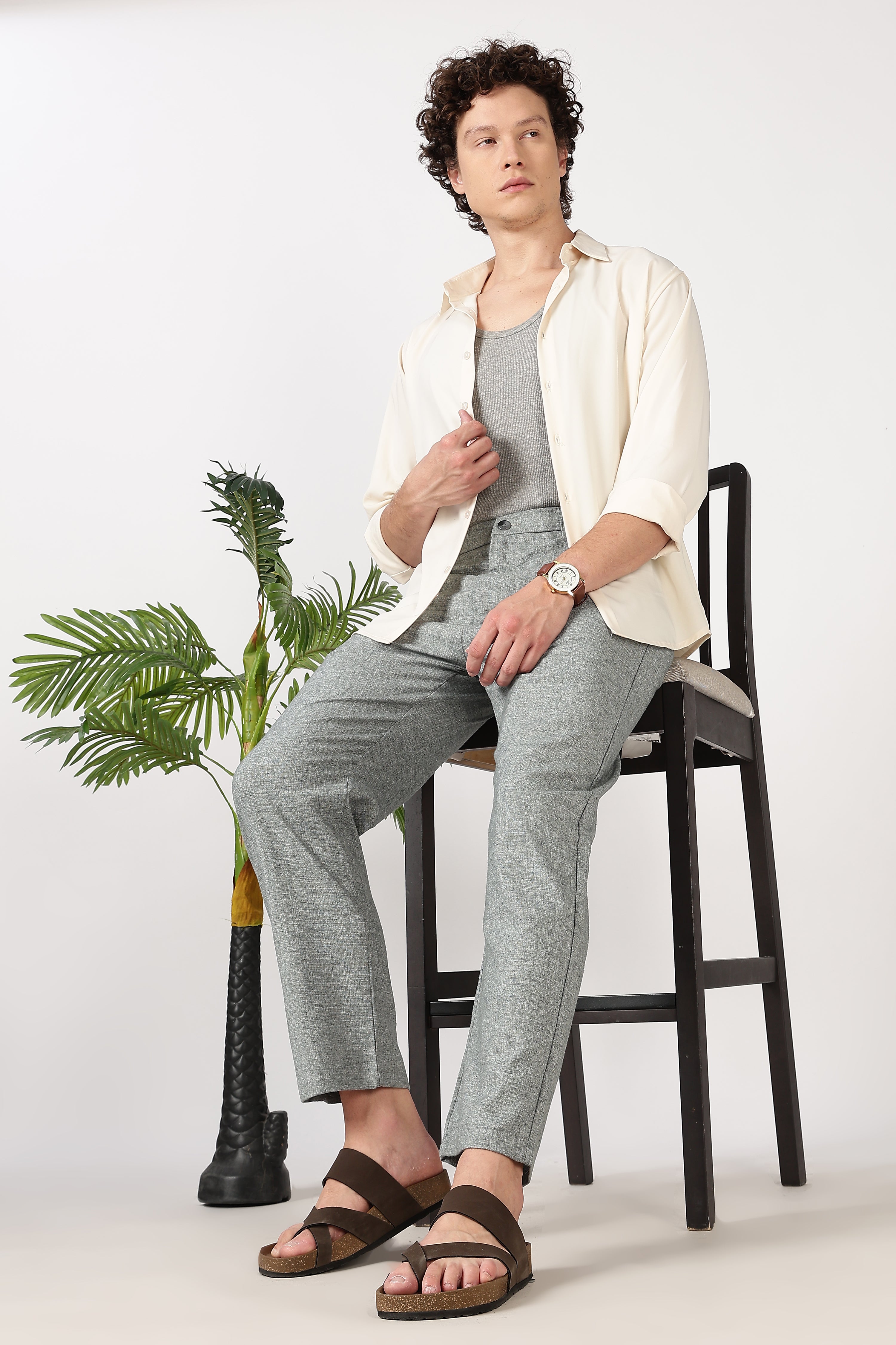 Linen-style 100% Cotton Straight Fit Mint Green Pant