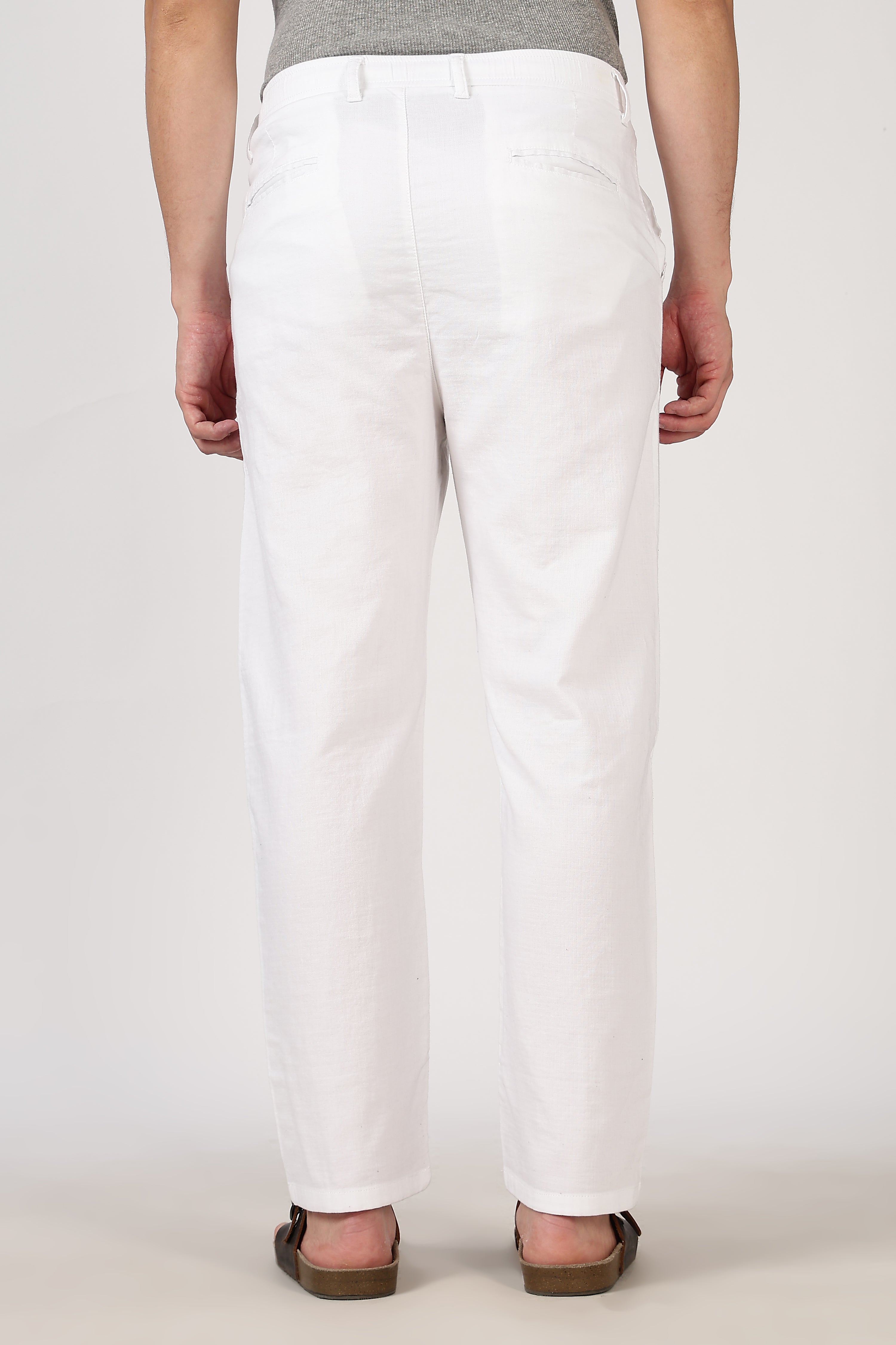 Linen-style 100% Cotton Straight Fit White Pant
