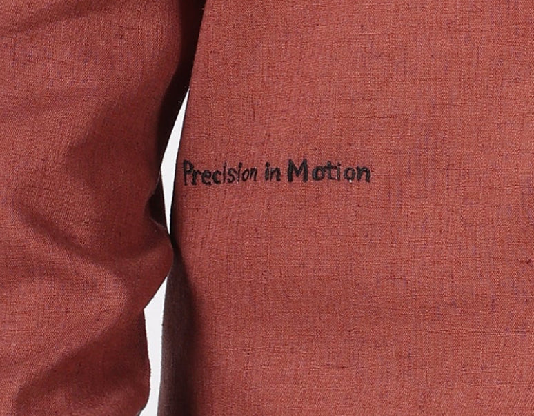 Golfer Mid-swing Cotton Regular Fit Rust Embroidered Shirt