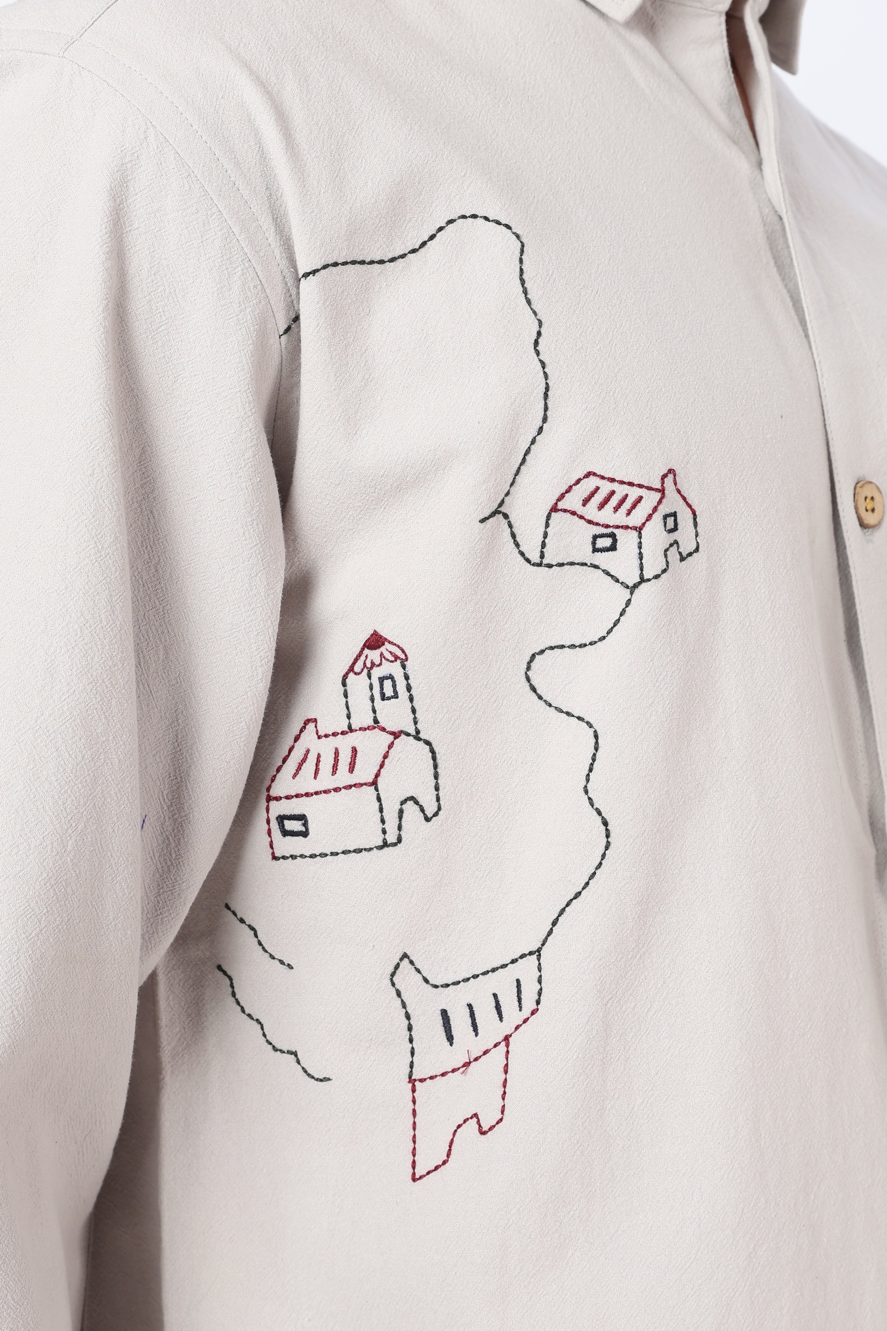 Village Stroll Grey Cotton Co-ordinated Outfits for Mens