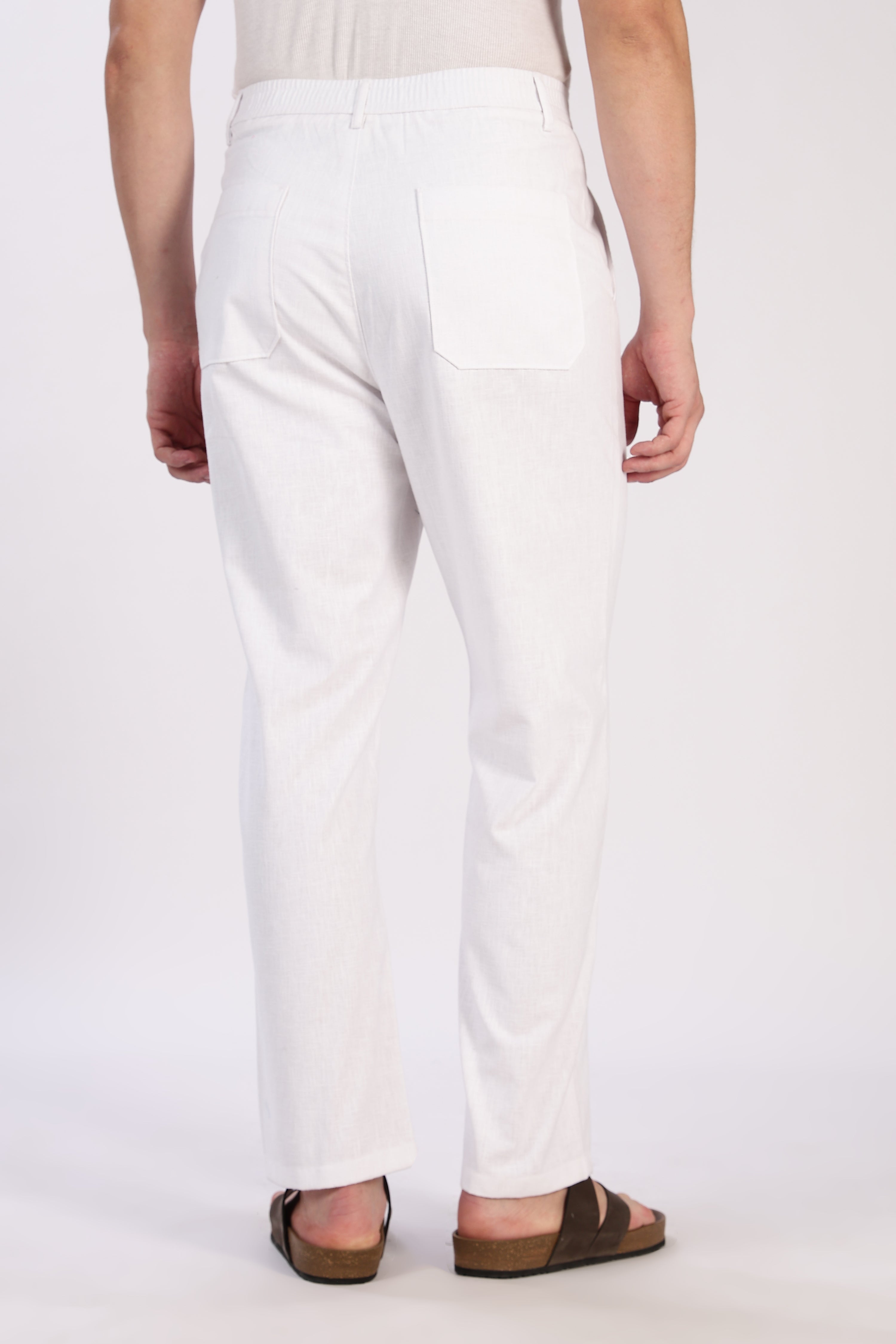 Linen-style Straight Fit White Pant