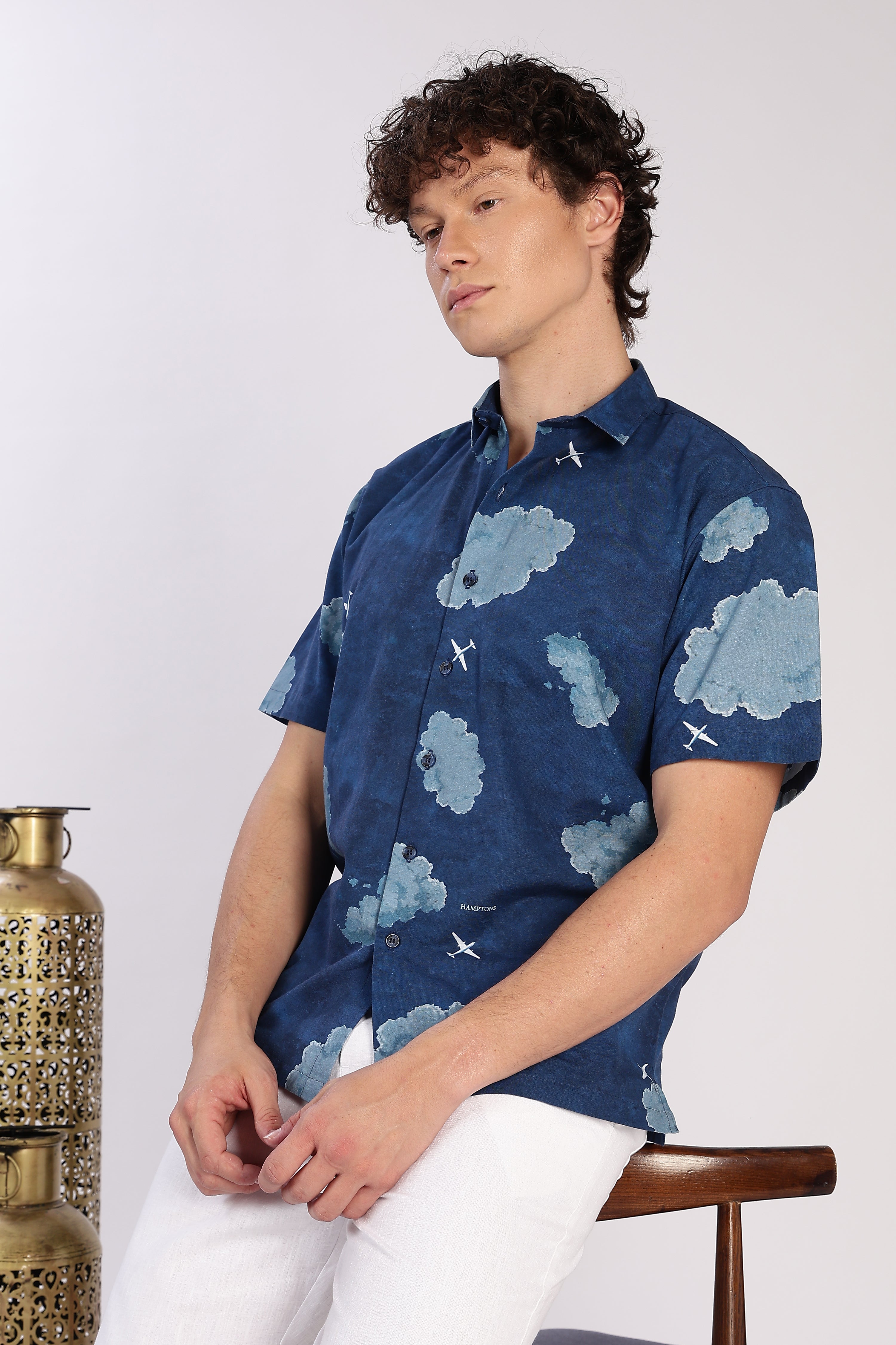 Skybound Cloudscape Printed Cuban Collar Shirt