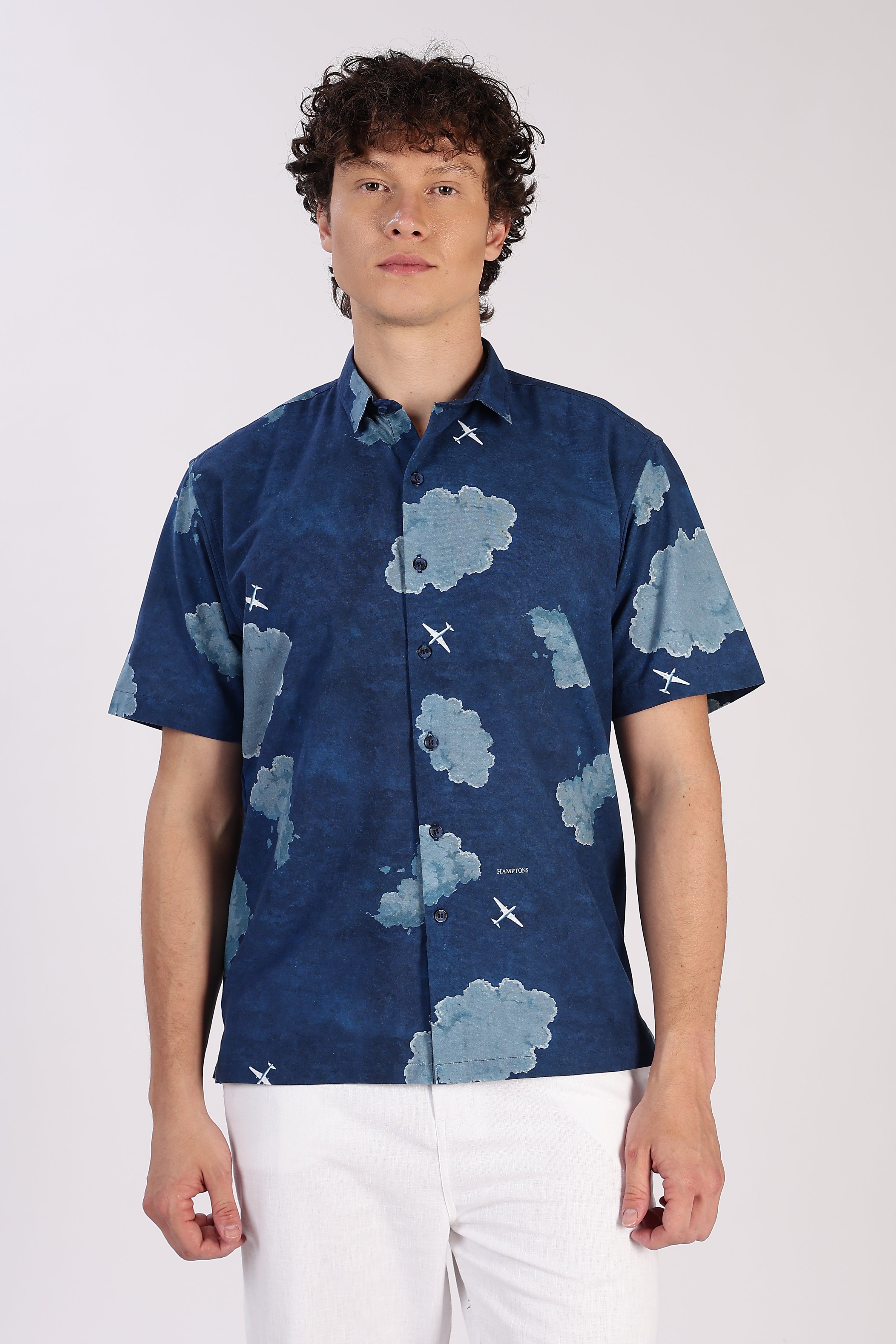 Skybound Cloudscape Printed Cuban Collar Shirt