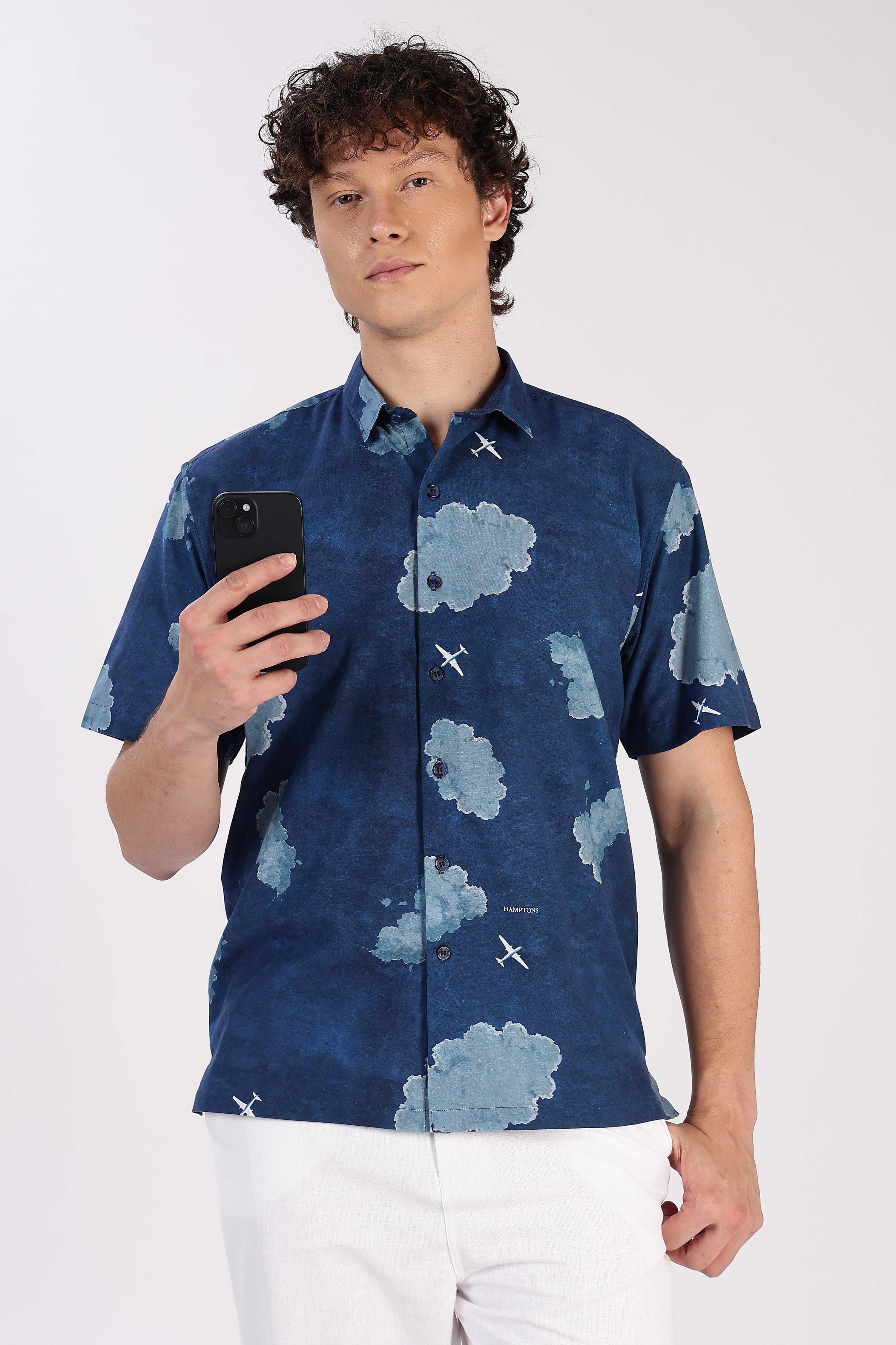 Skybound Cloudscape Printed Cuban Collar Shirt