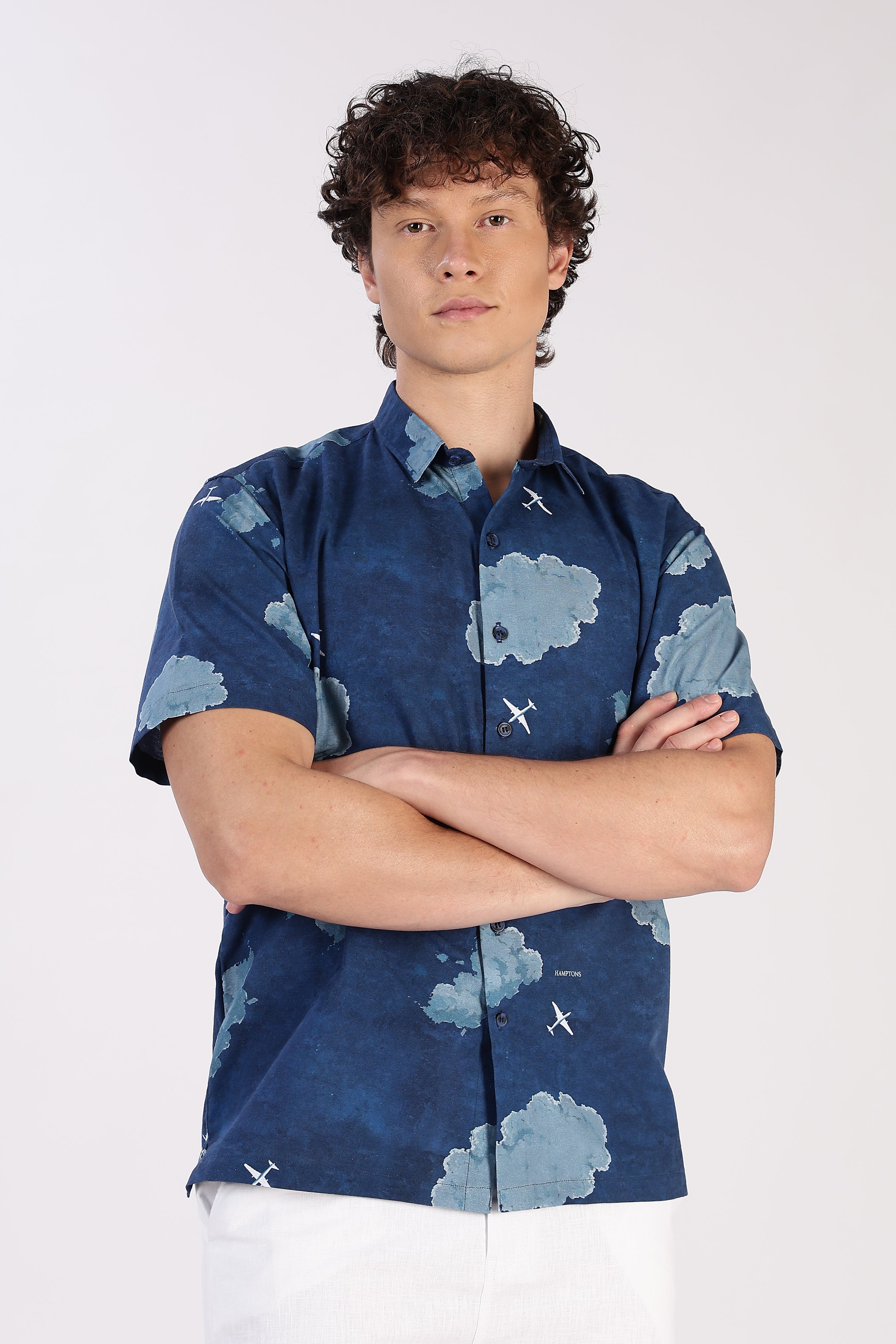 Skybound Cloudscape Printed Cuban Collar Shirt