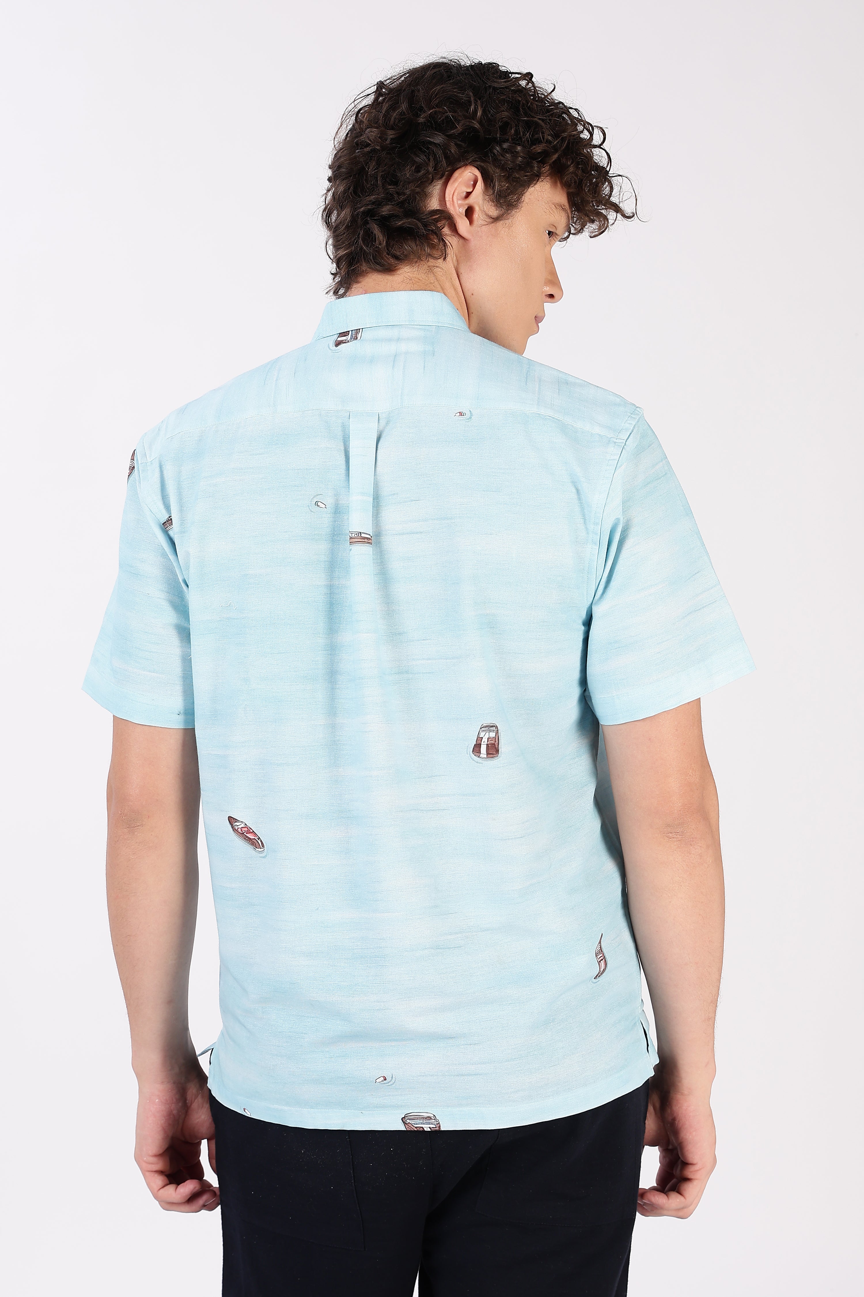 Aqua Drift Boat Printed Resort Shirt