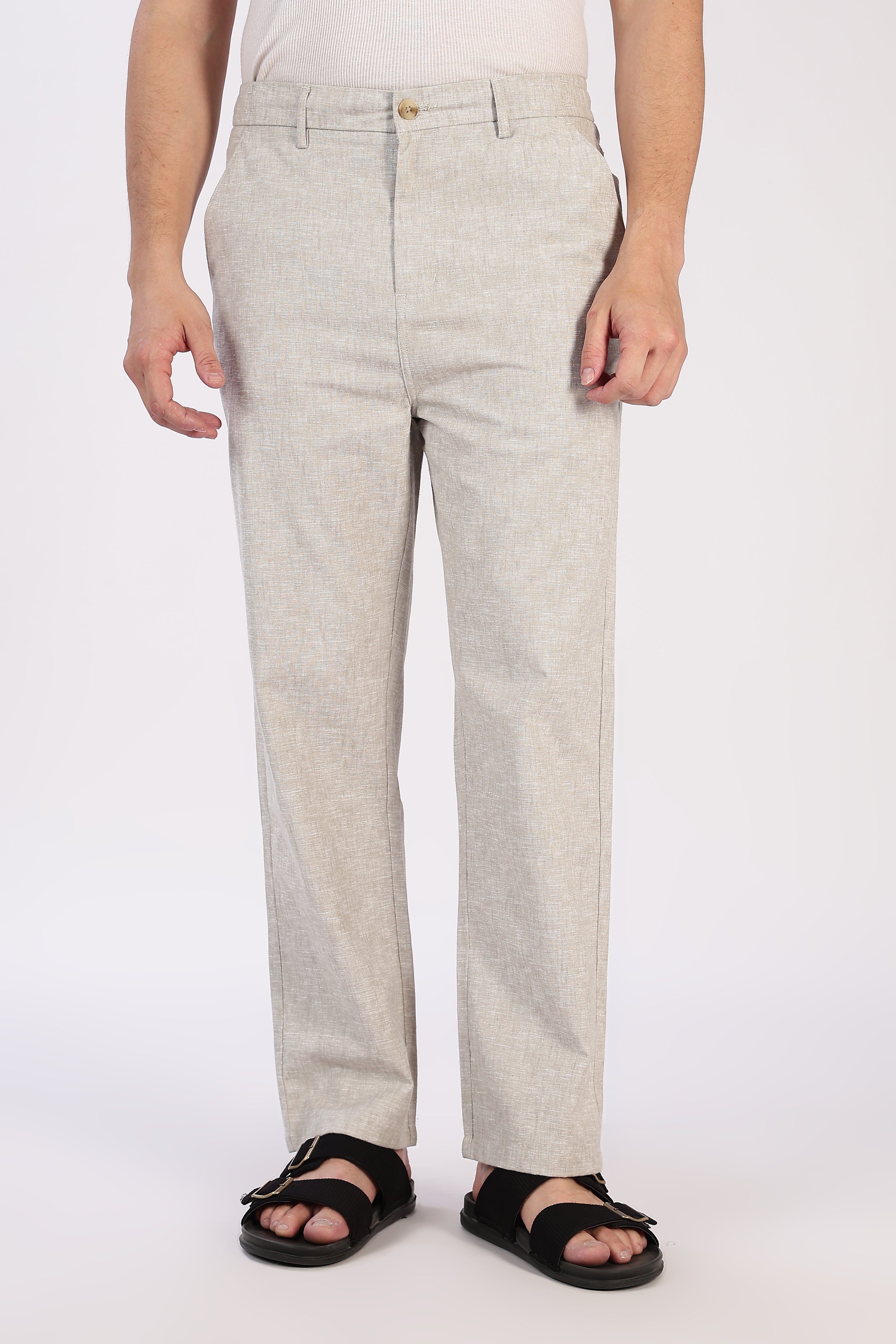 Linen-style Straight Fit Beige Pant