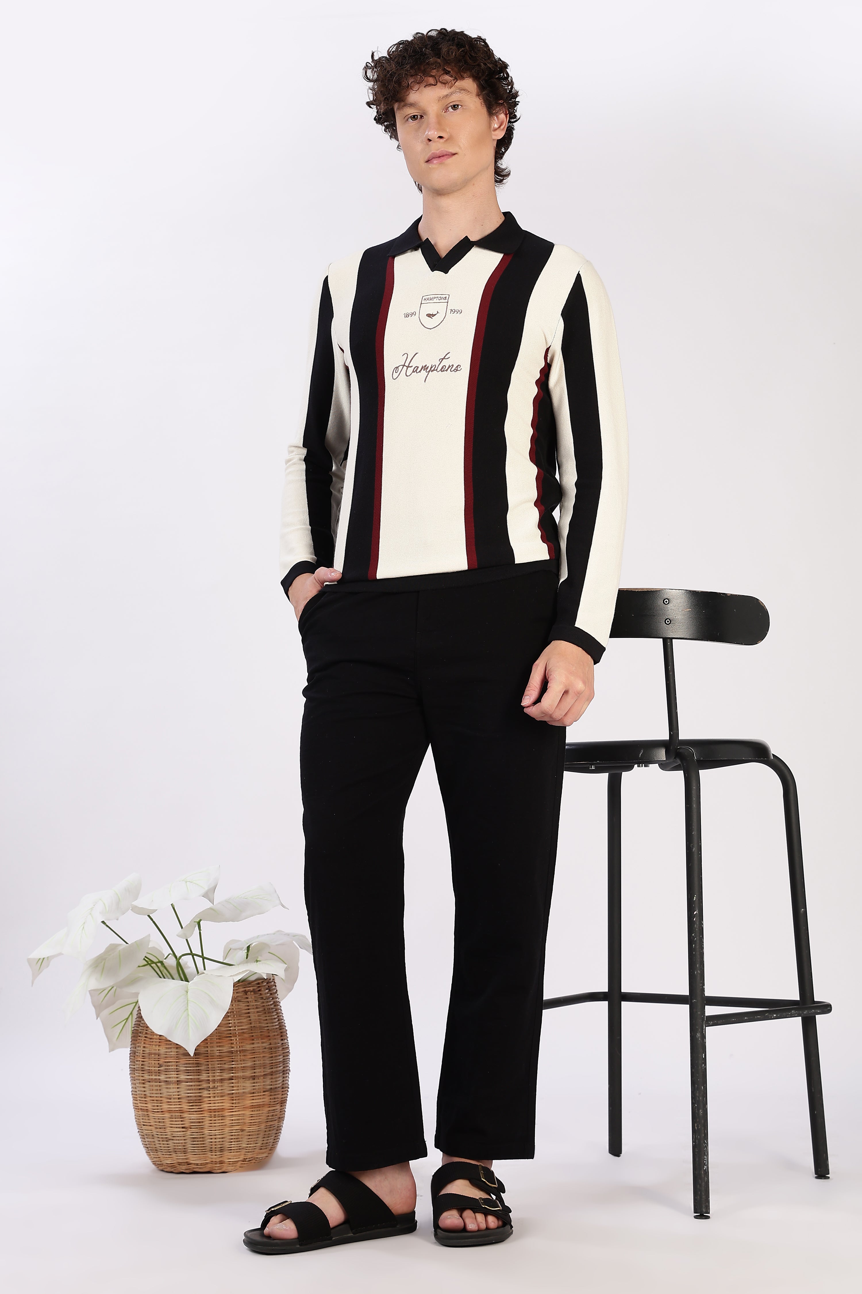 Heritage Crest Cream Striped Knit Polo