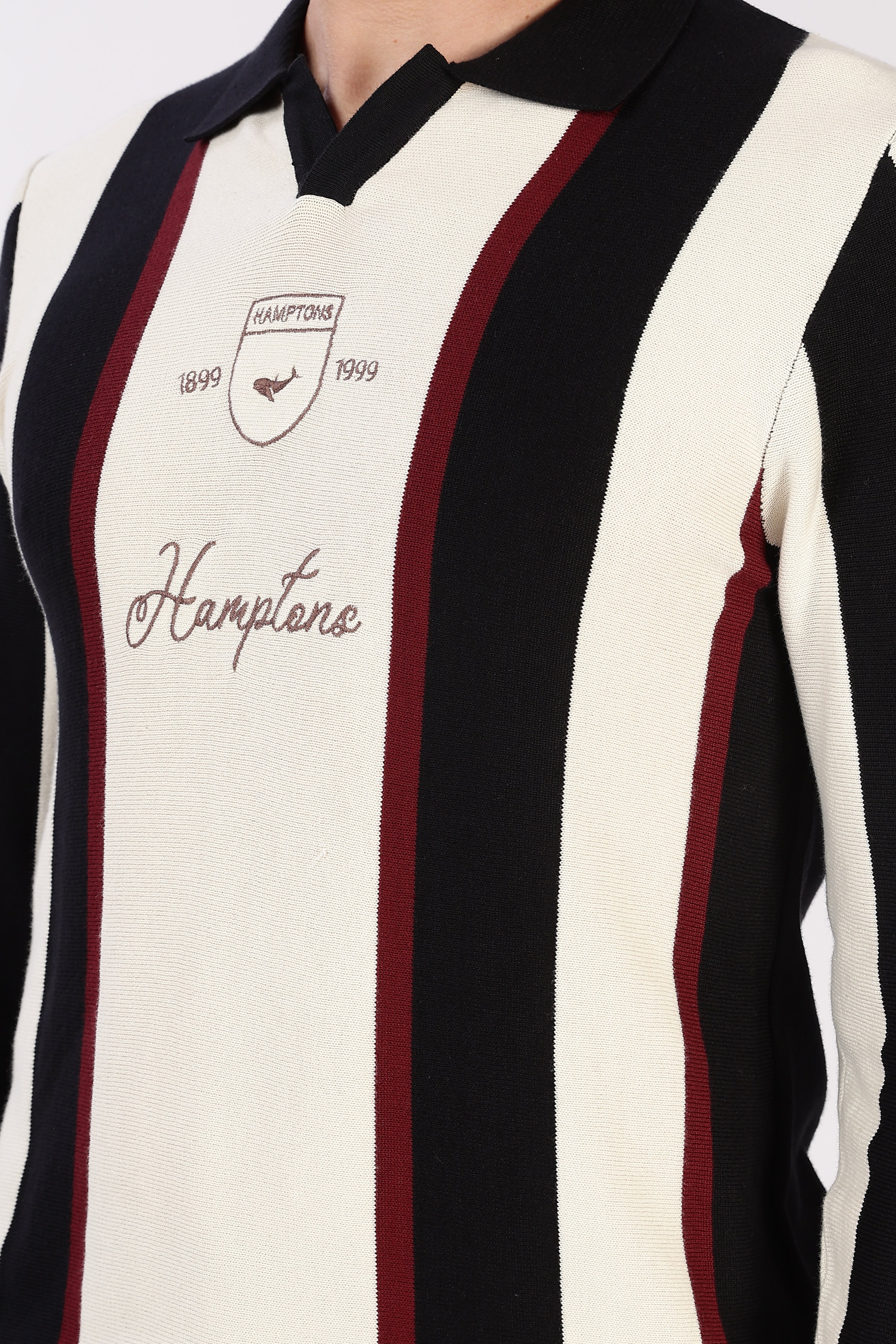 Heritage Crest Cream Striped Knit Polo