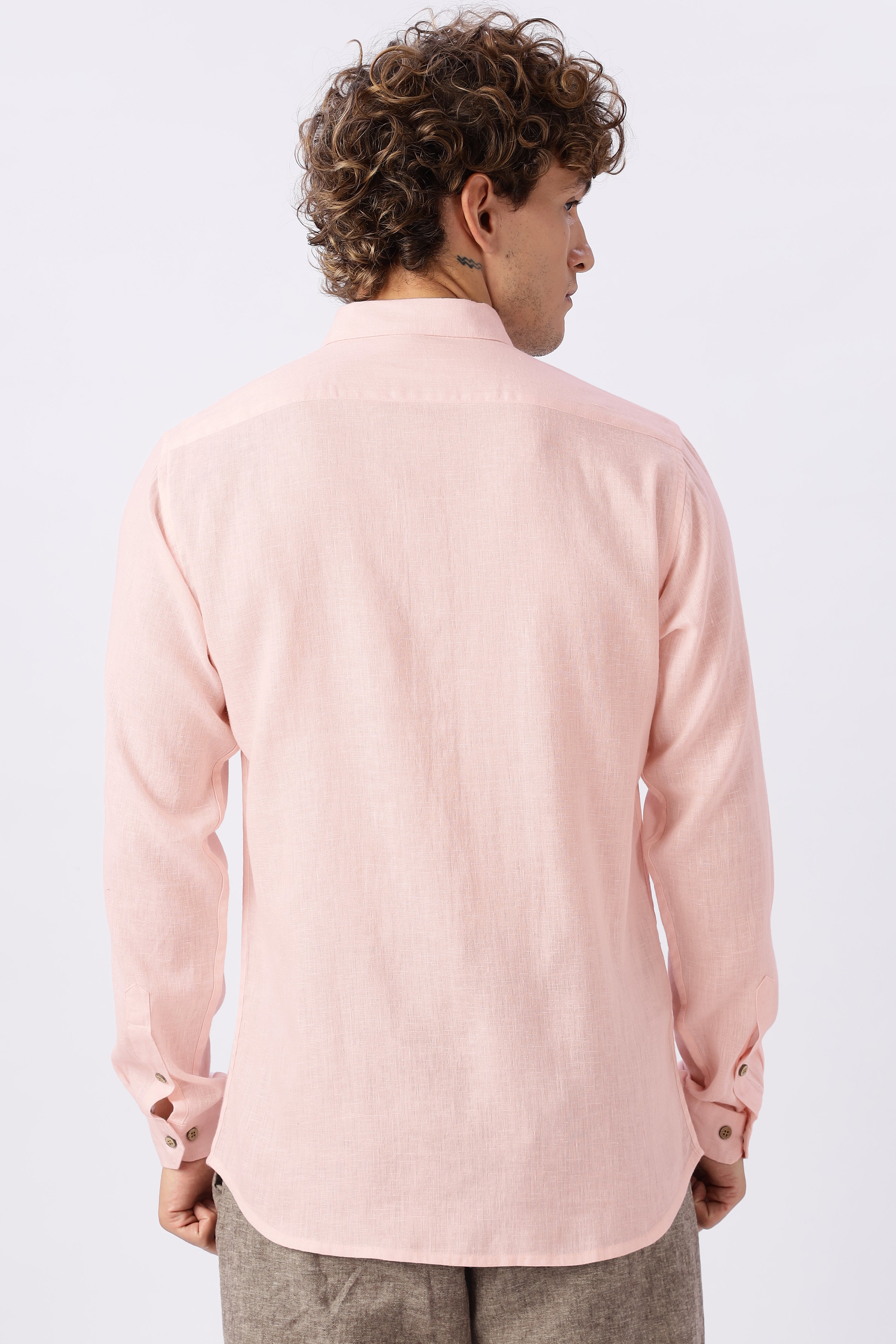Dusty Pink 100% Linen 44 Lea Shirt