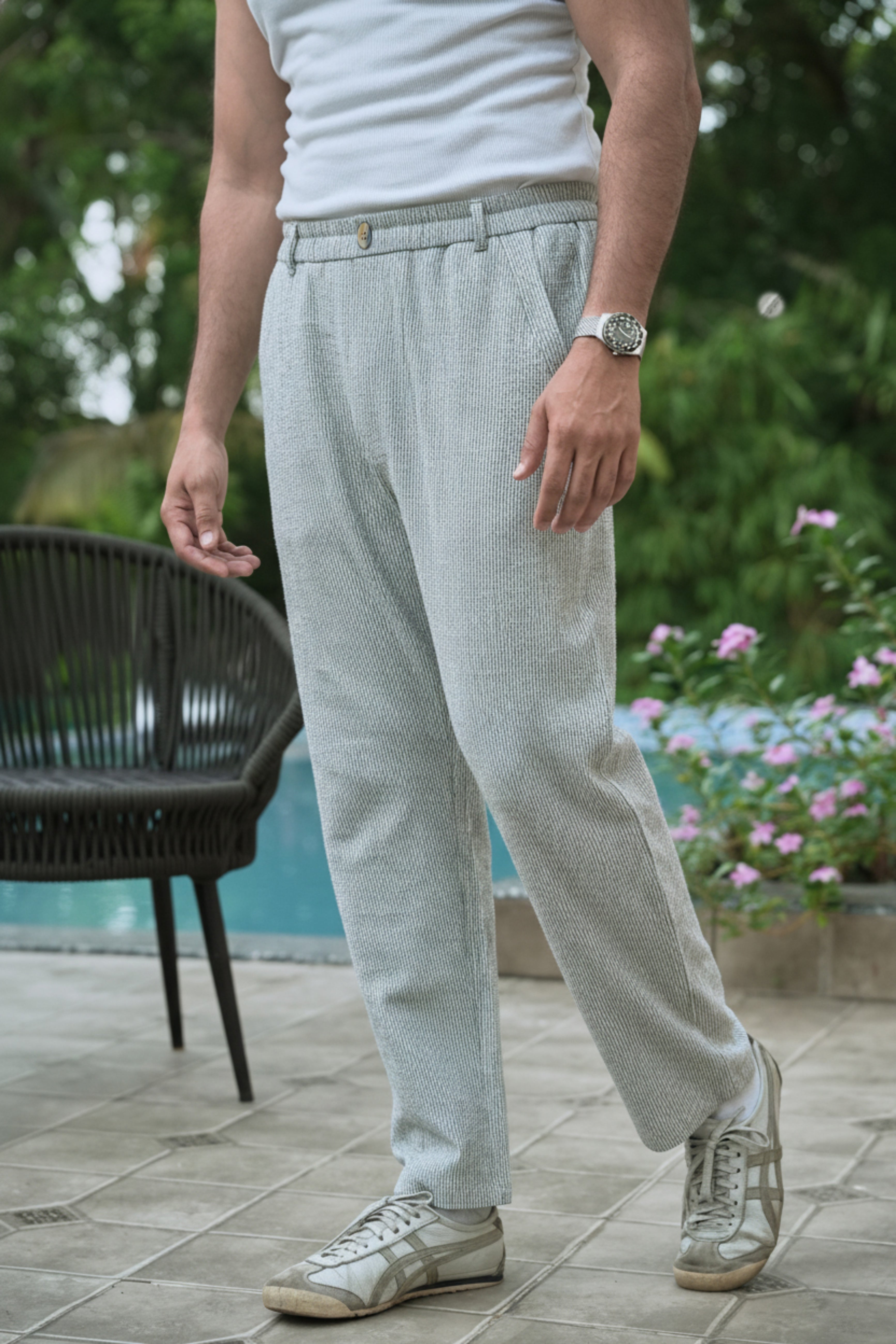 Seer Sucker 100% Cotton Straight Fit Green Pant