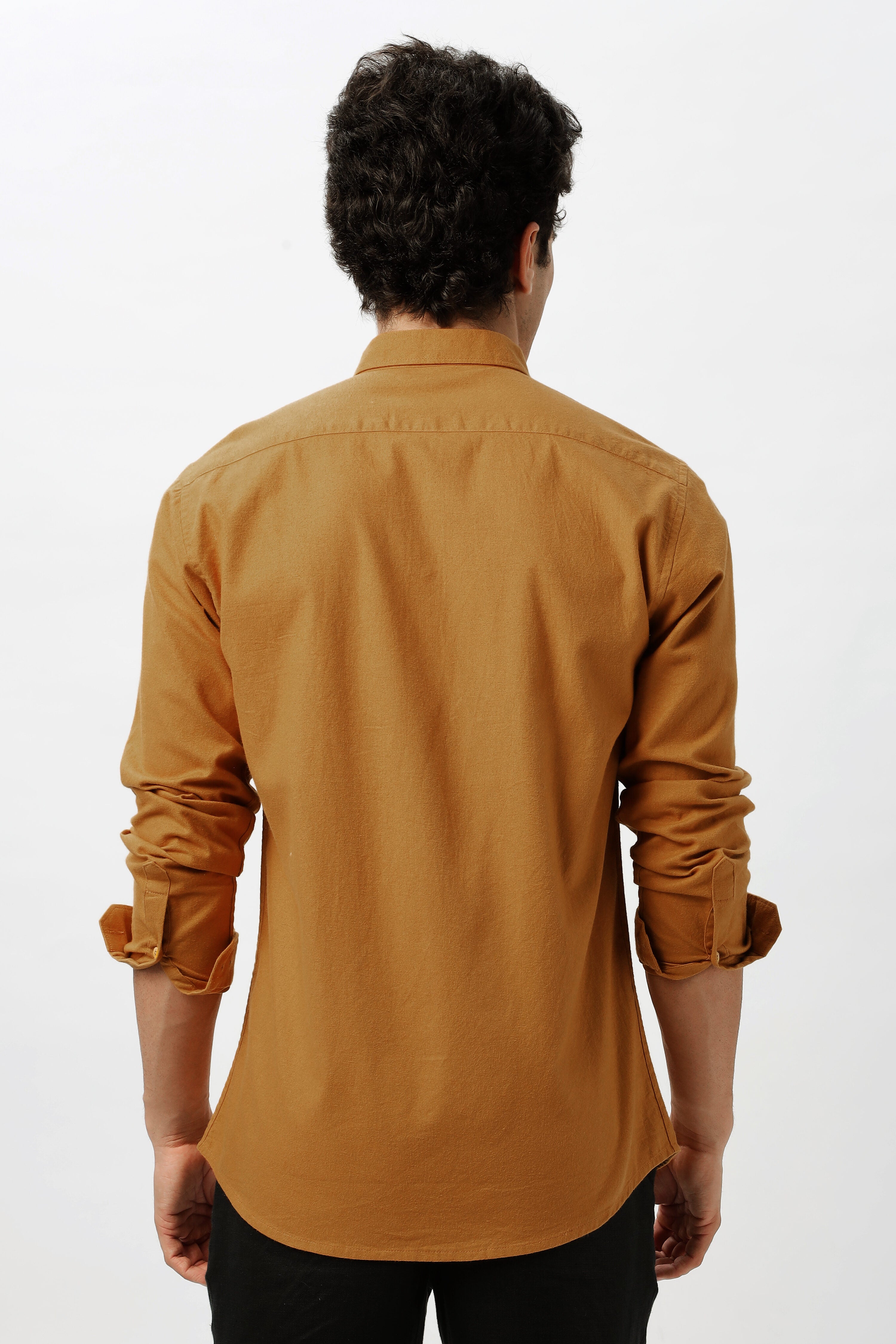 Mustard Yellow Shirt with Monstera Embroidery