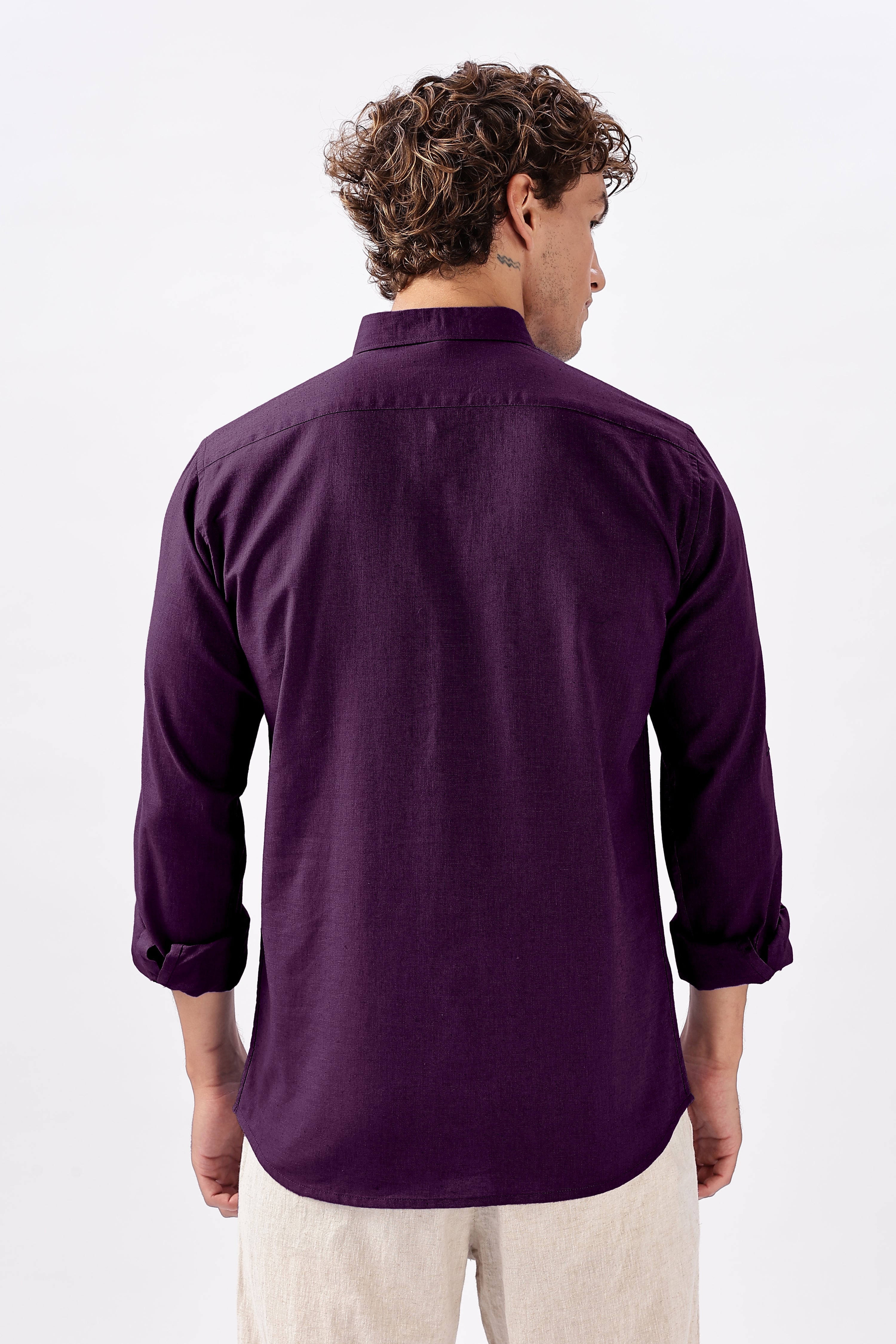 Aubergine Cotton-Linen Essential Shirt