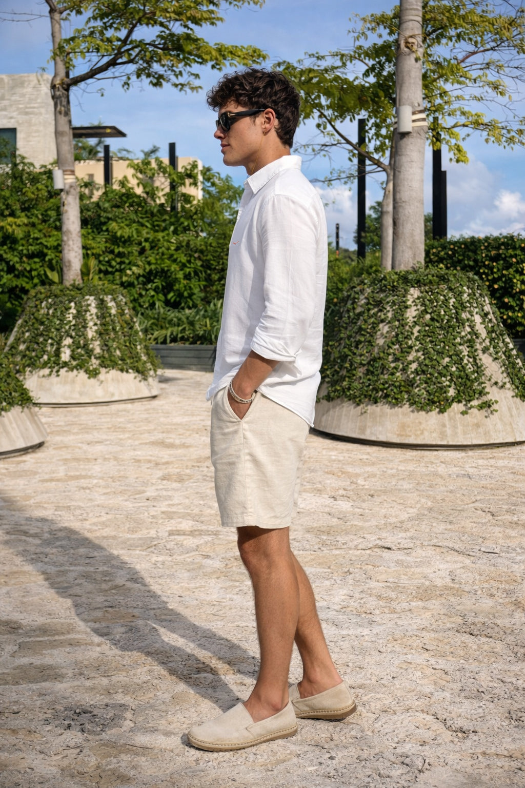 Classic 100% Linen 44 Lea Regular Fit White Shirt