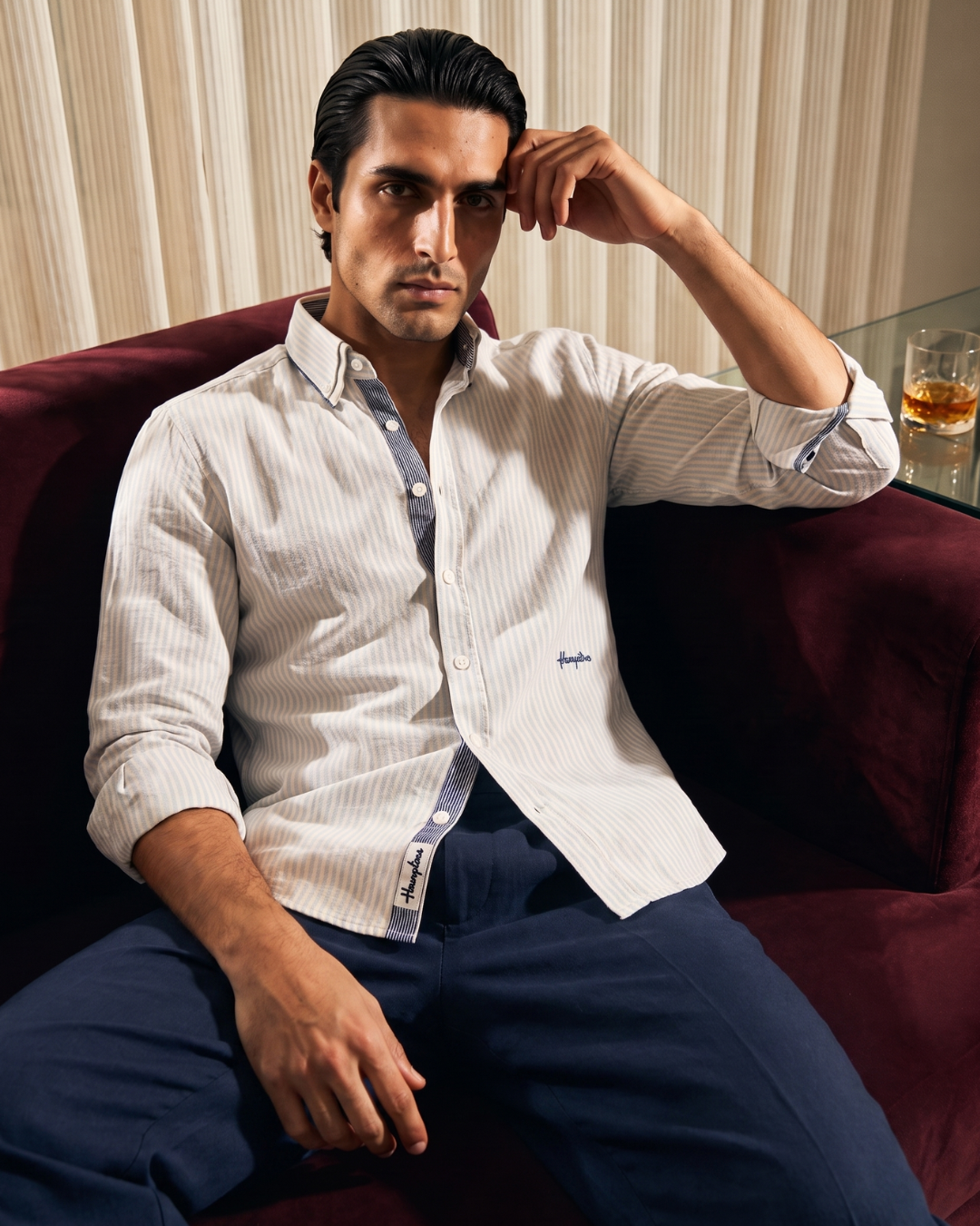 Harbour Stripes Cotton - Contrast Collar Shirt