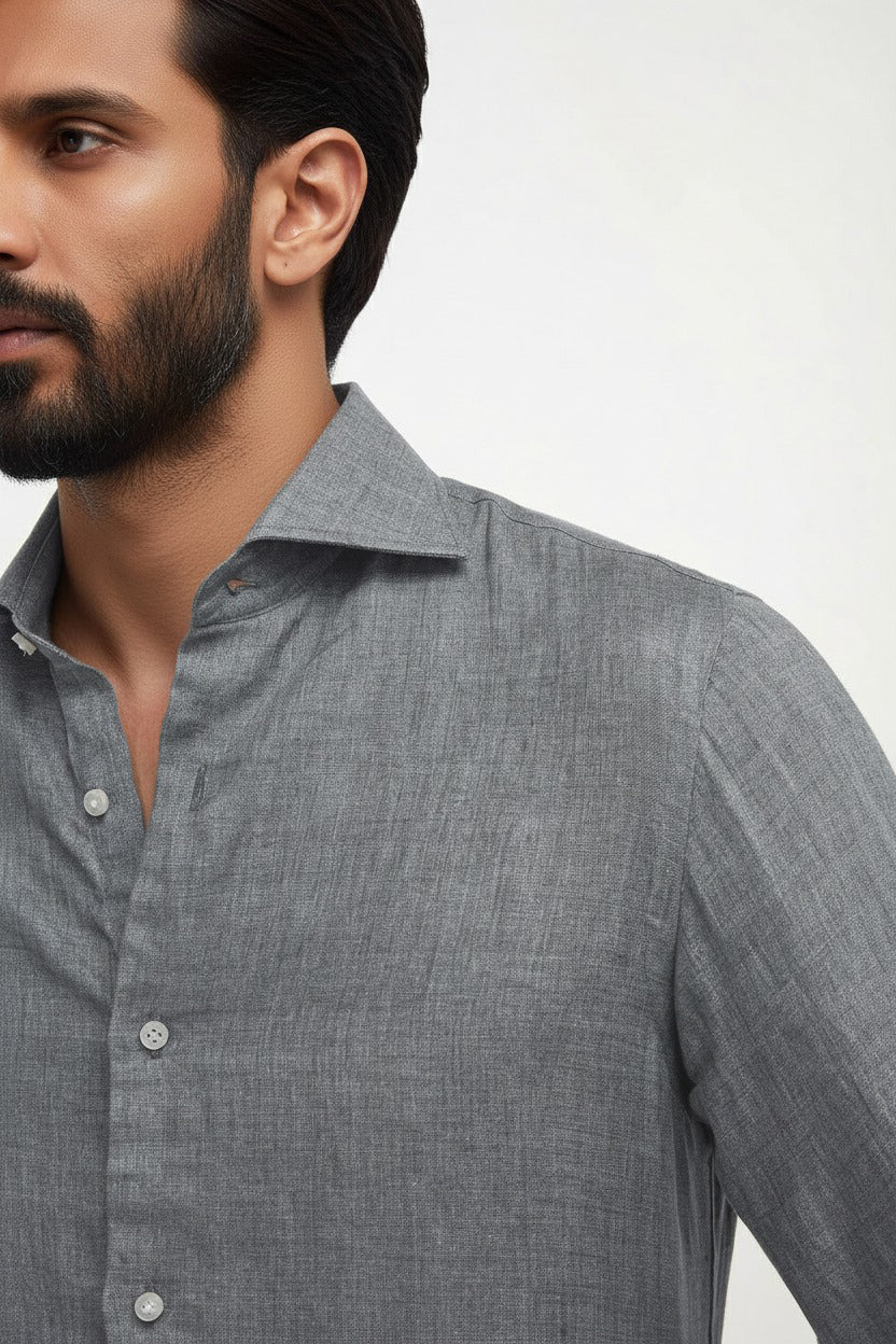 Slate Grey 100% Linen 60s Lea Shirt