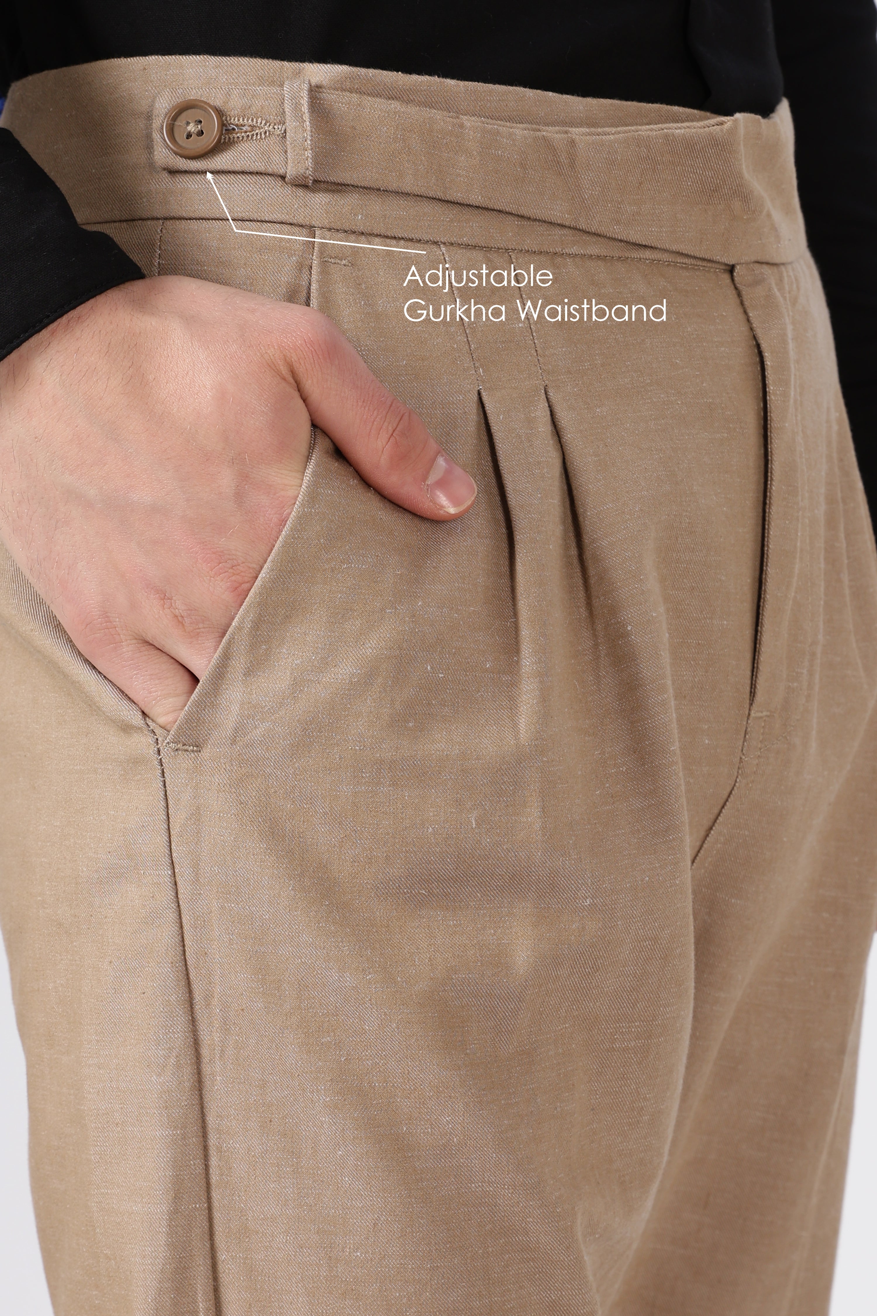 Italian Style Khaki Pleated Straight Fit Pants