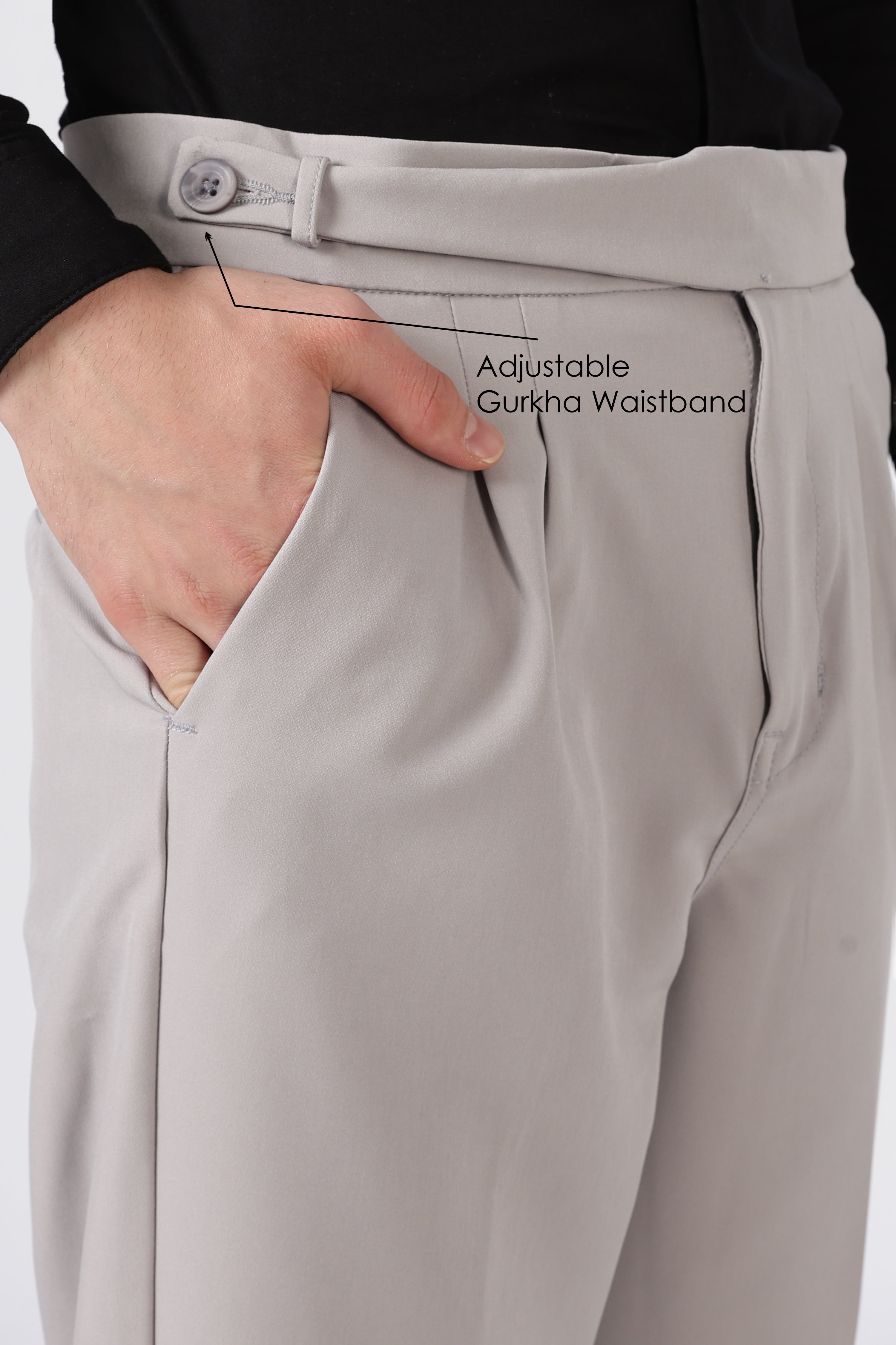 Italian Style Grey Pleated Straight Fit Pants