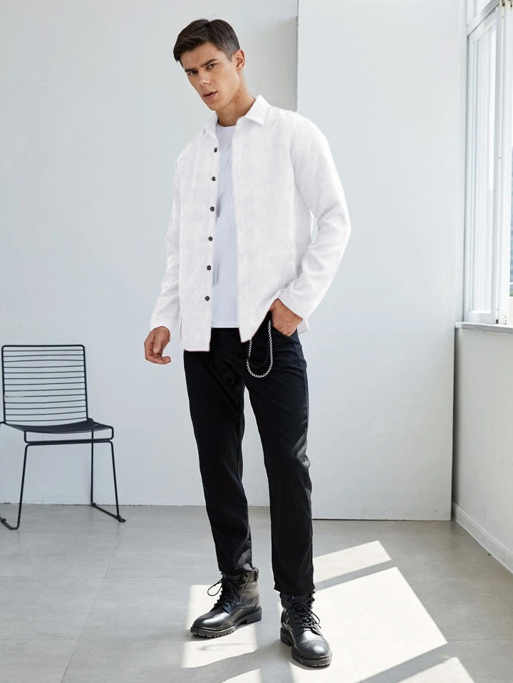Snowcap White Cotton Corduroys