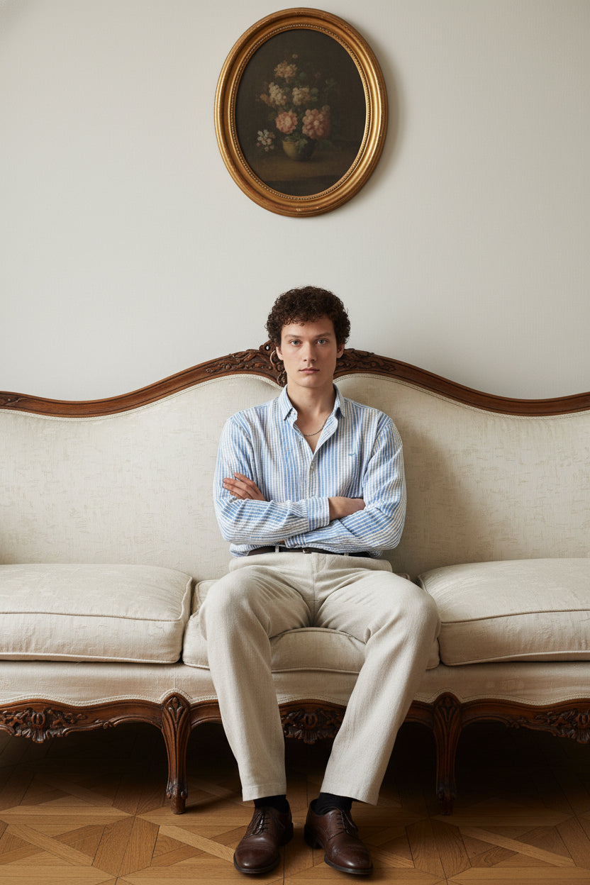 Seersucker Pinstripe Pure Cotton Regular Fit Striped Shirt