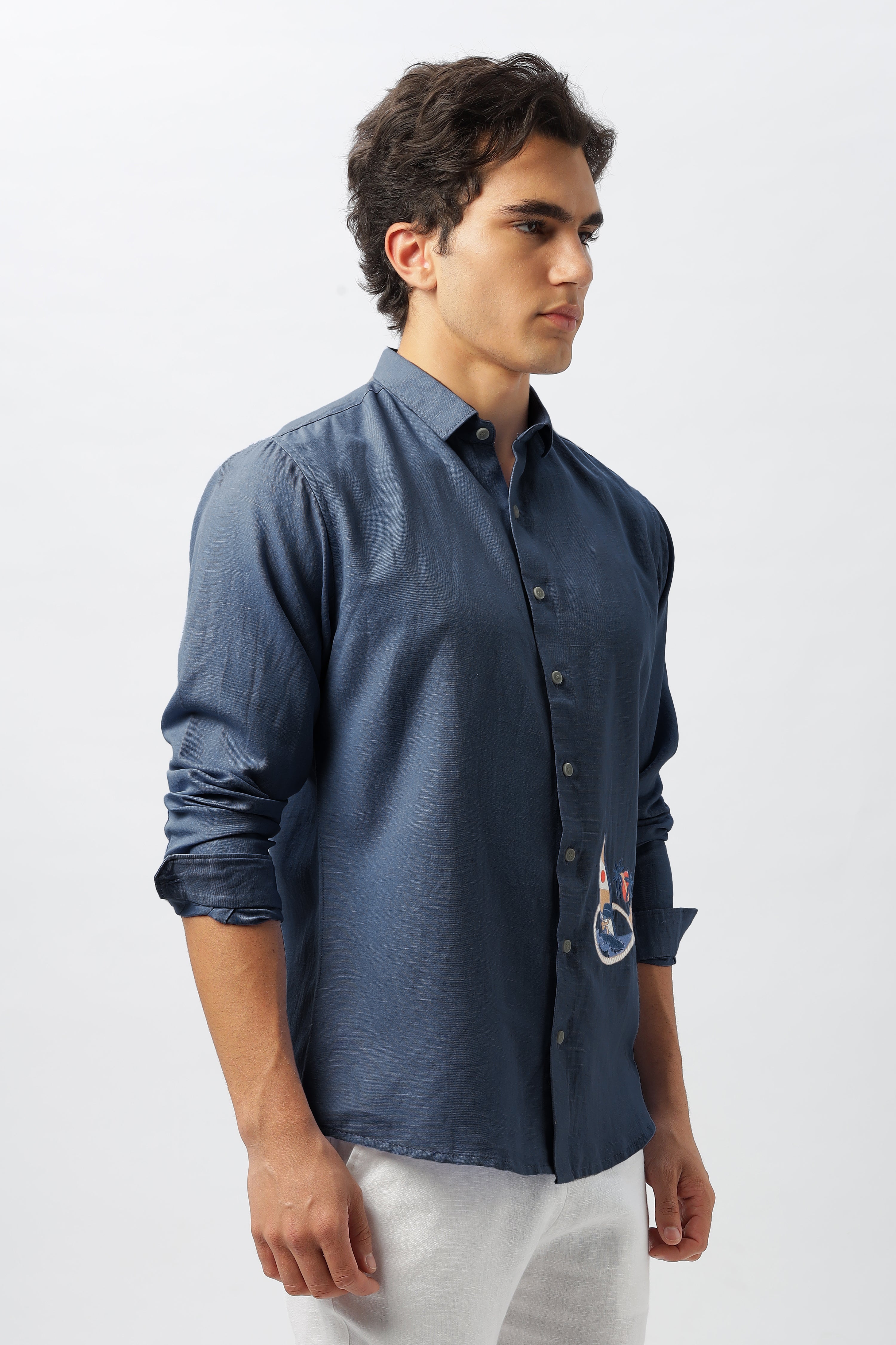 Sundown Sail Blue Embroidered Shirt