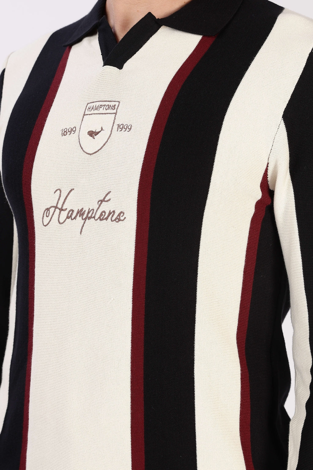 Heritage Crest Cream Striped Knit Polo