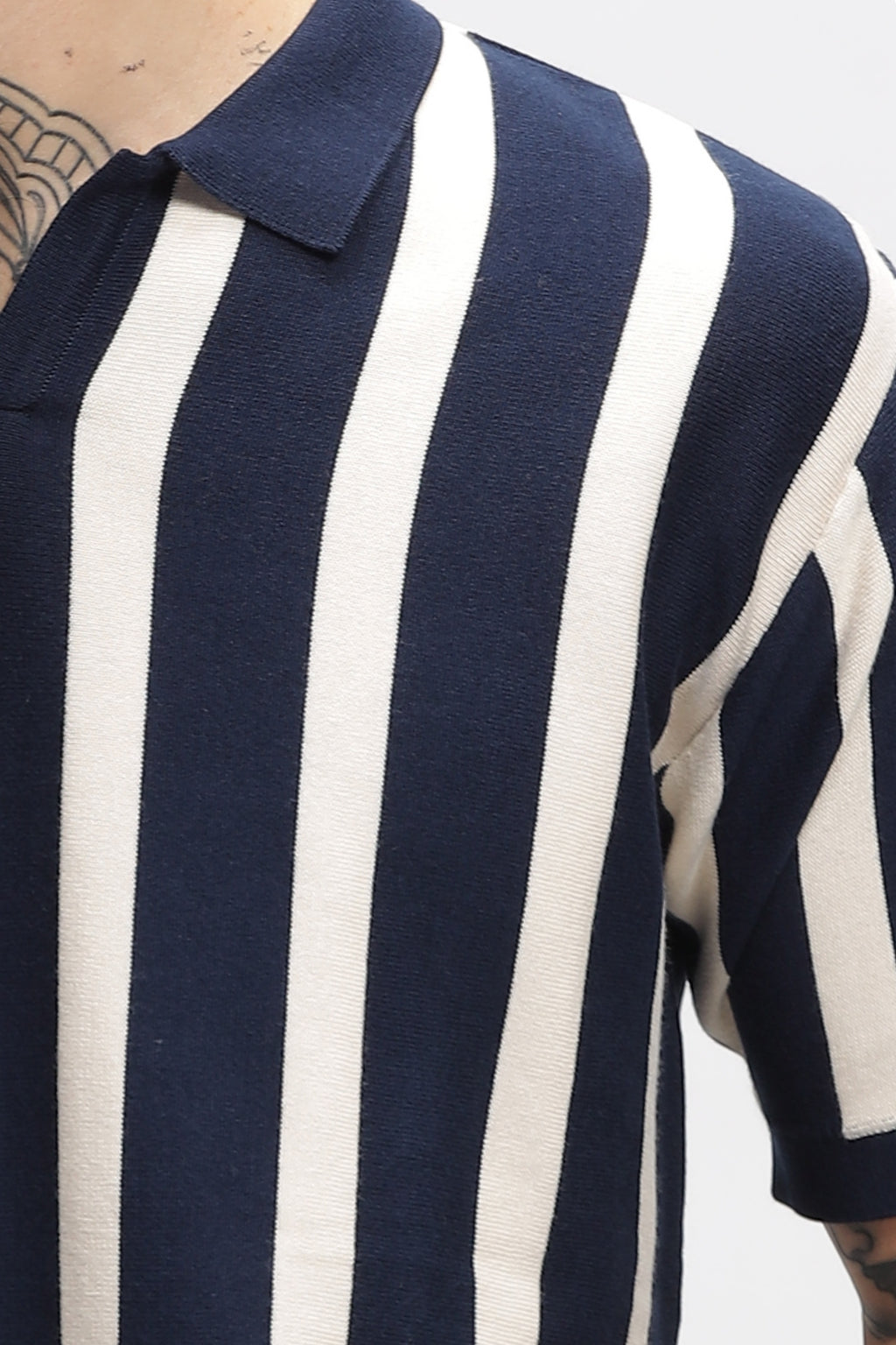 Midnight Blue Stripes Old Money Polo