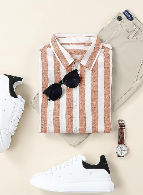 Rosewood Vertical Stripe Cotton Shirt