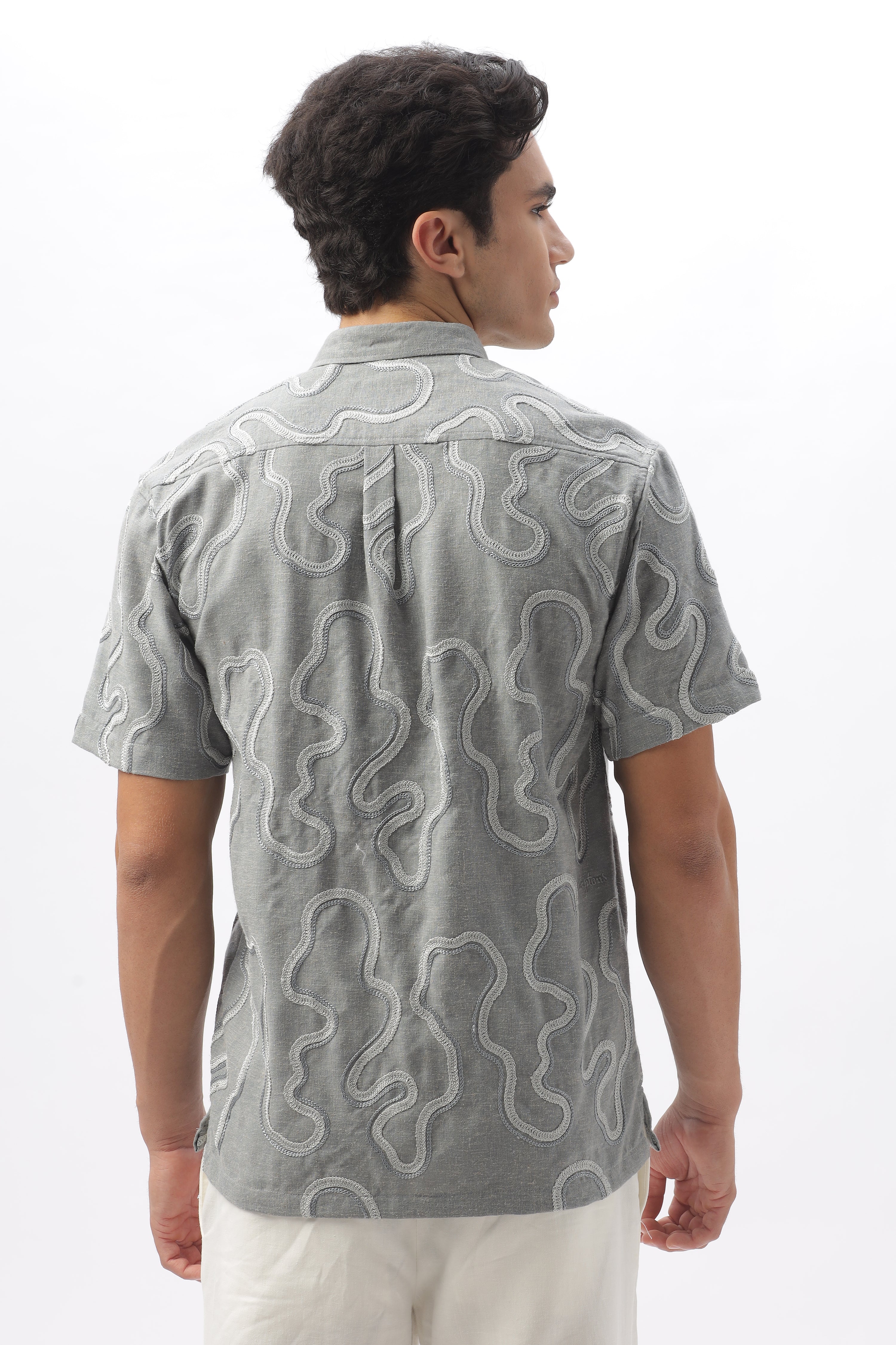 Maddison Grey Chain Embroidery Shirt