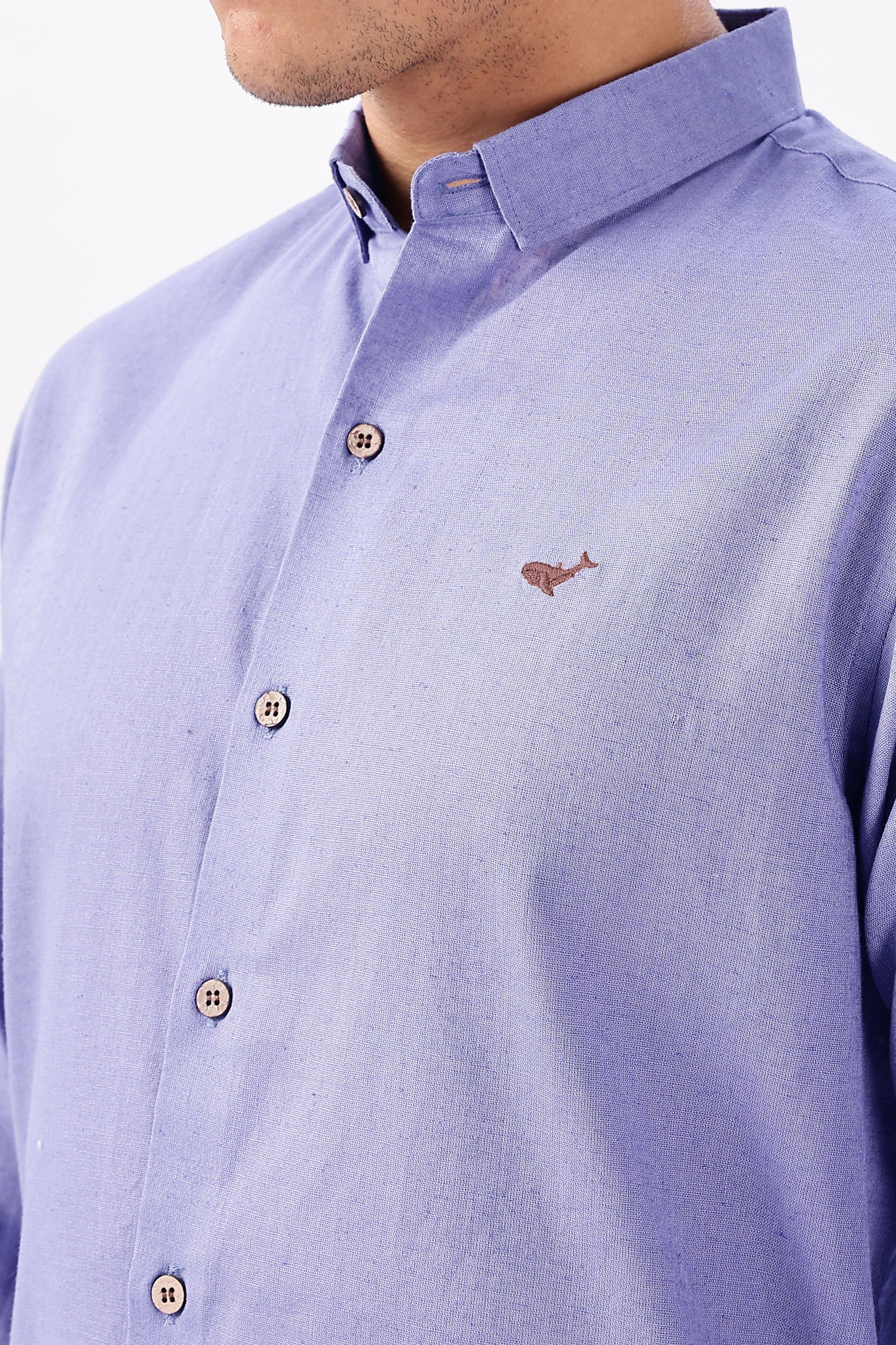 Porto Purple Cotton-Linen Essential Shirt