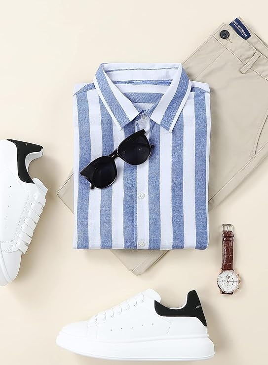 Blue Vertical Stripe Shirt