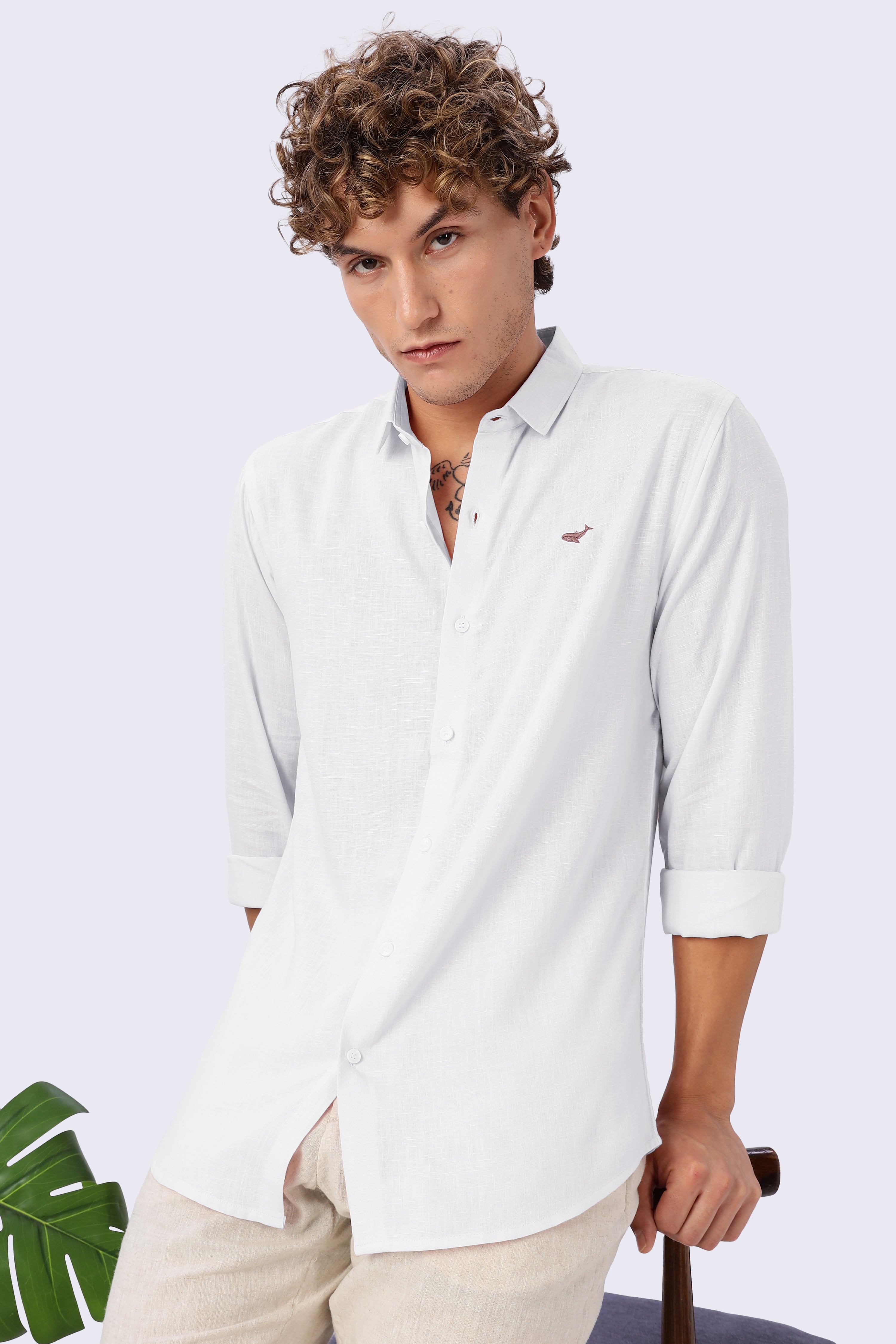 Classic White 100% Linen 44 Lea Shirt