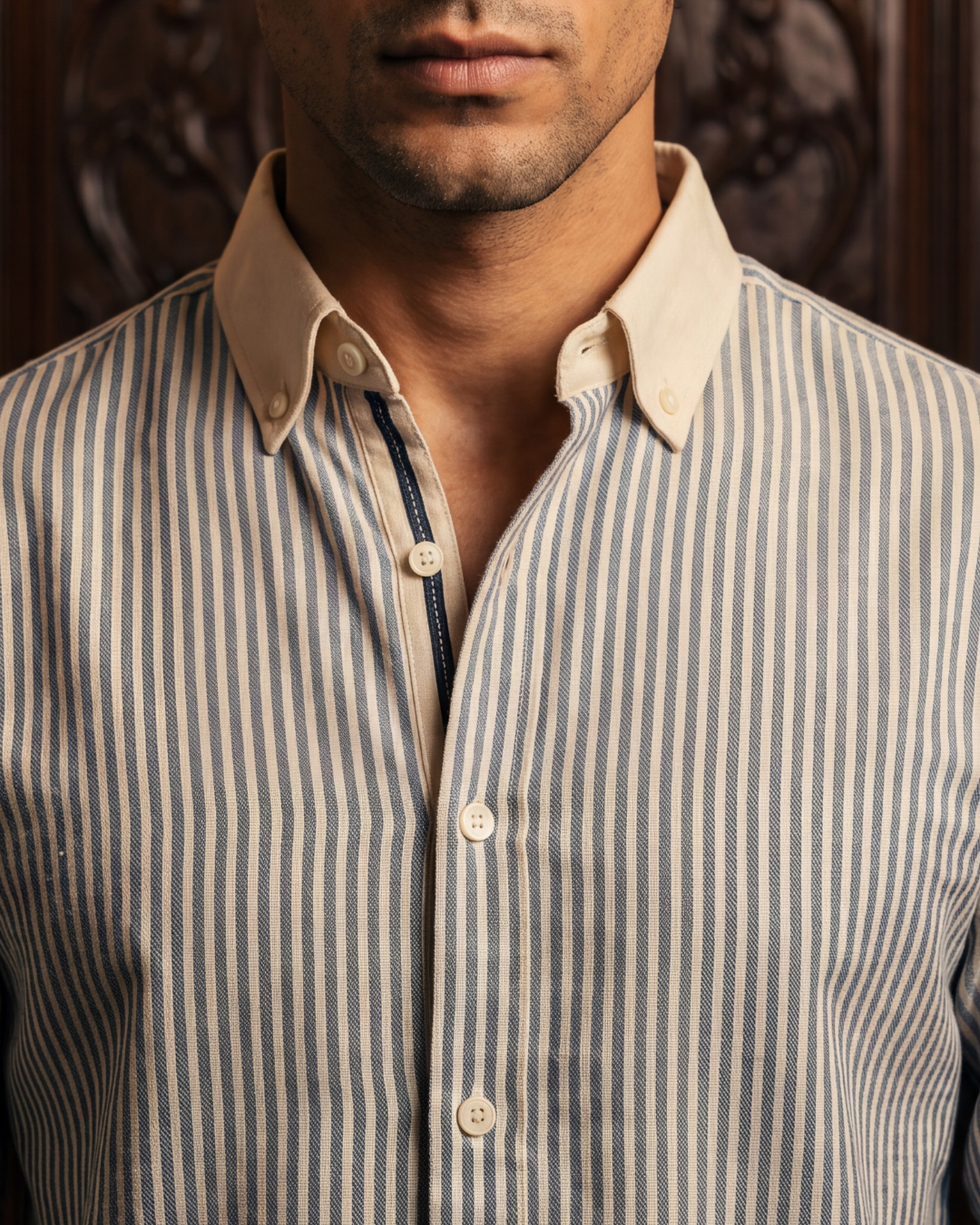 Regatta Stripe Oxford- Contrast Collar Shirt