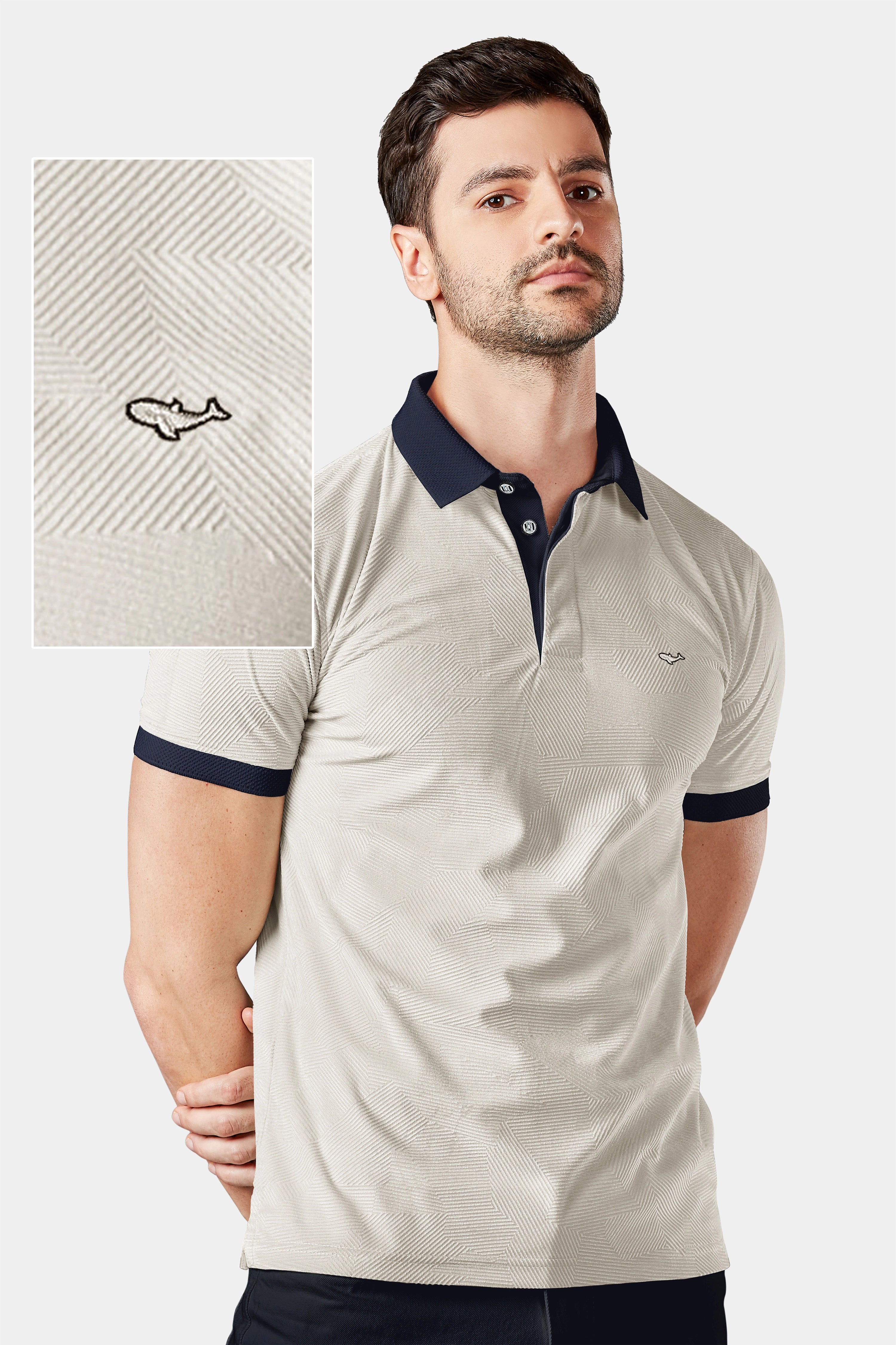 Middleton Beige Contrast Collar Polo T-Shirt