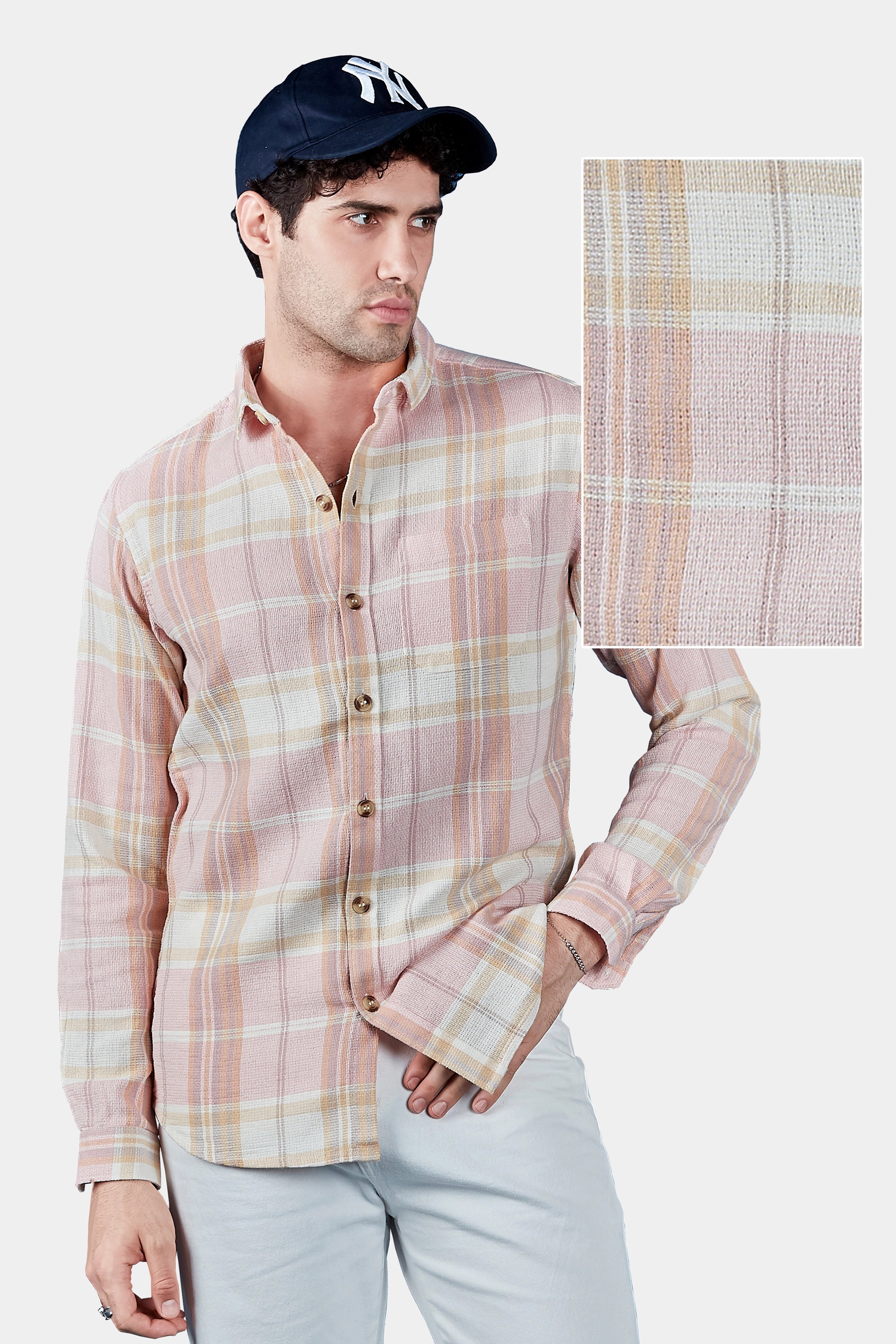 Salmon Sophisticate Casual Checkered