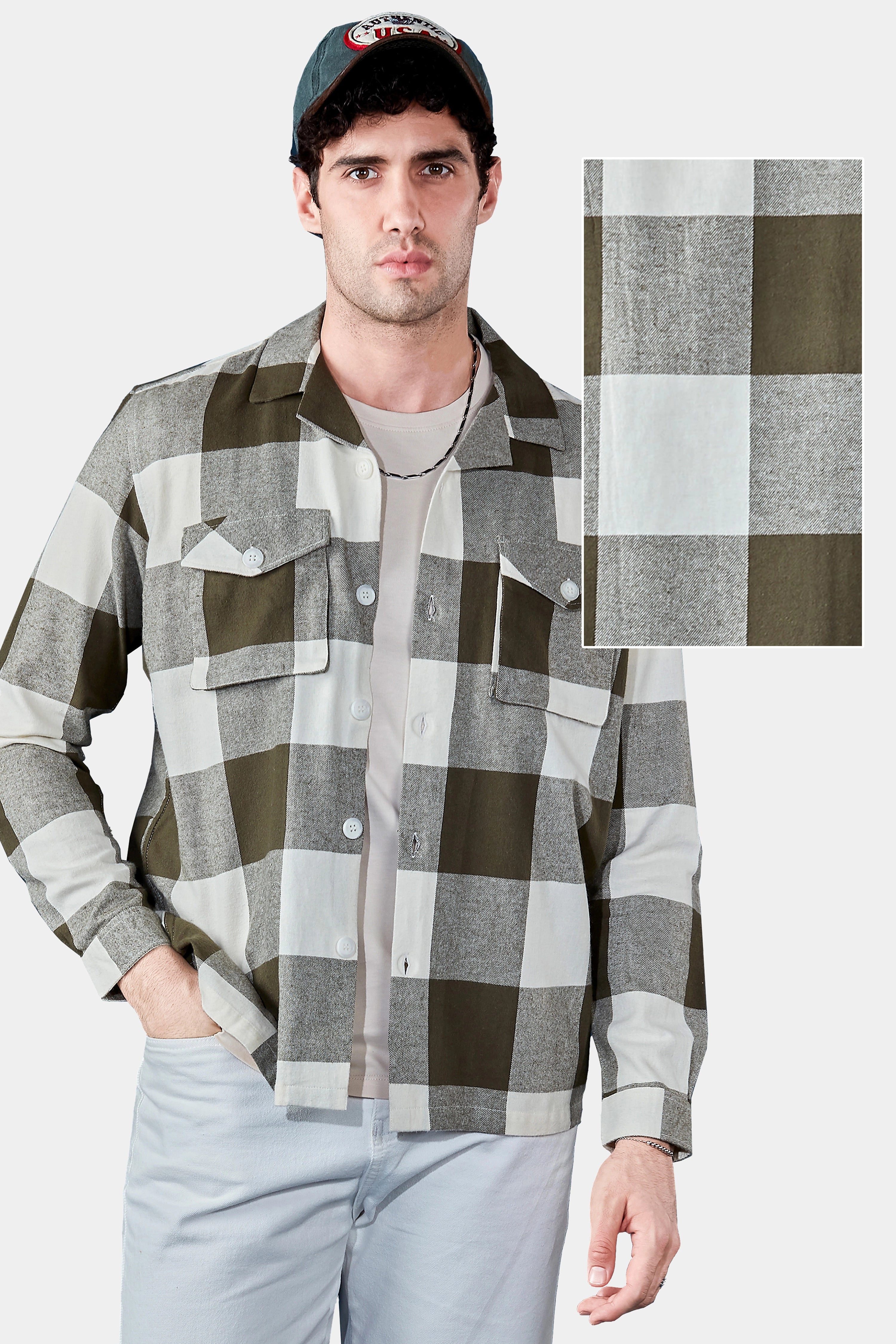 Tawny Olive Flannel Overshirt