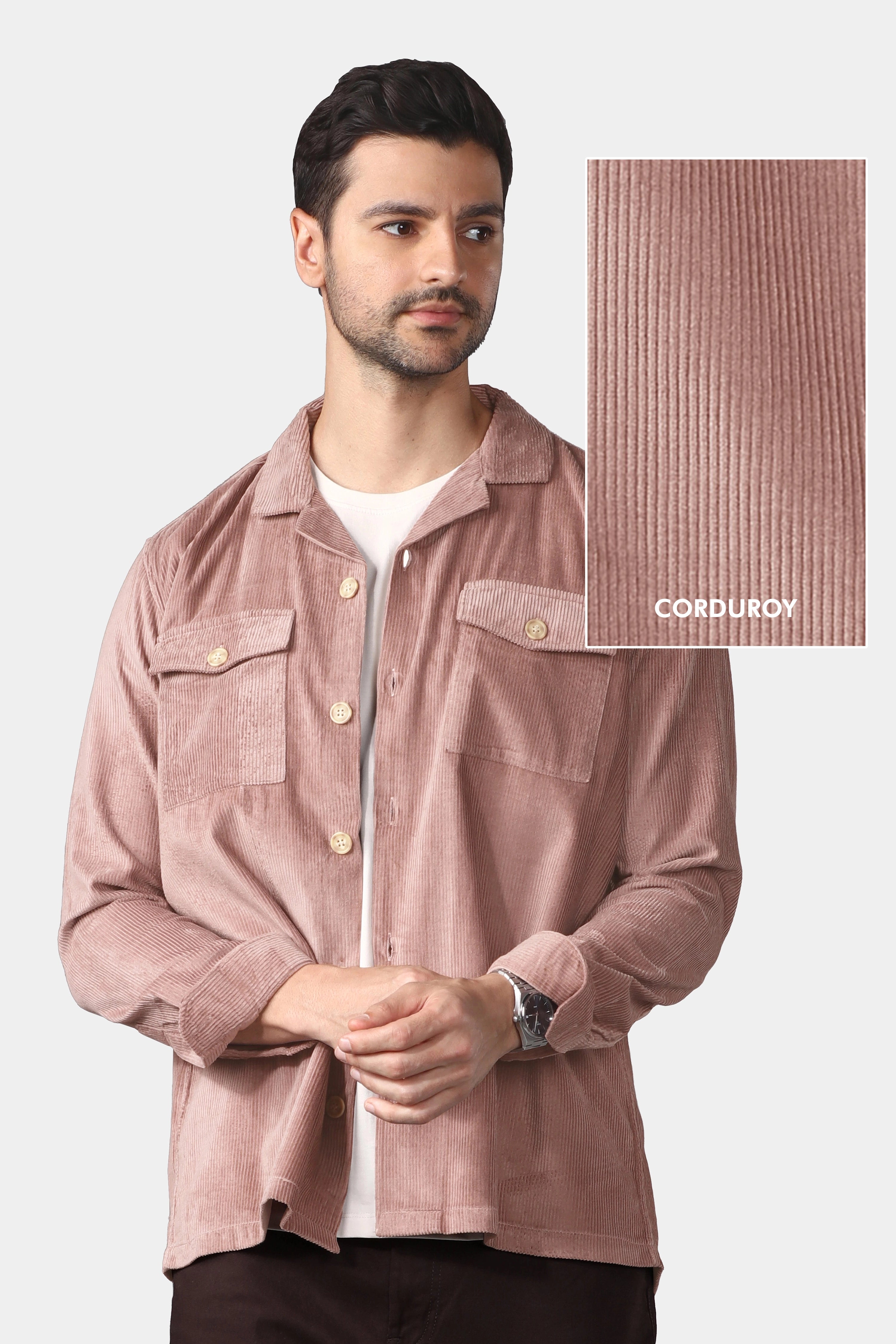 Oslo Pink Corduroy Overshirt