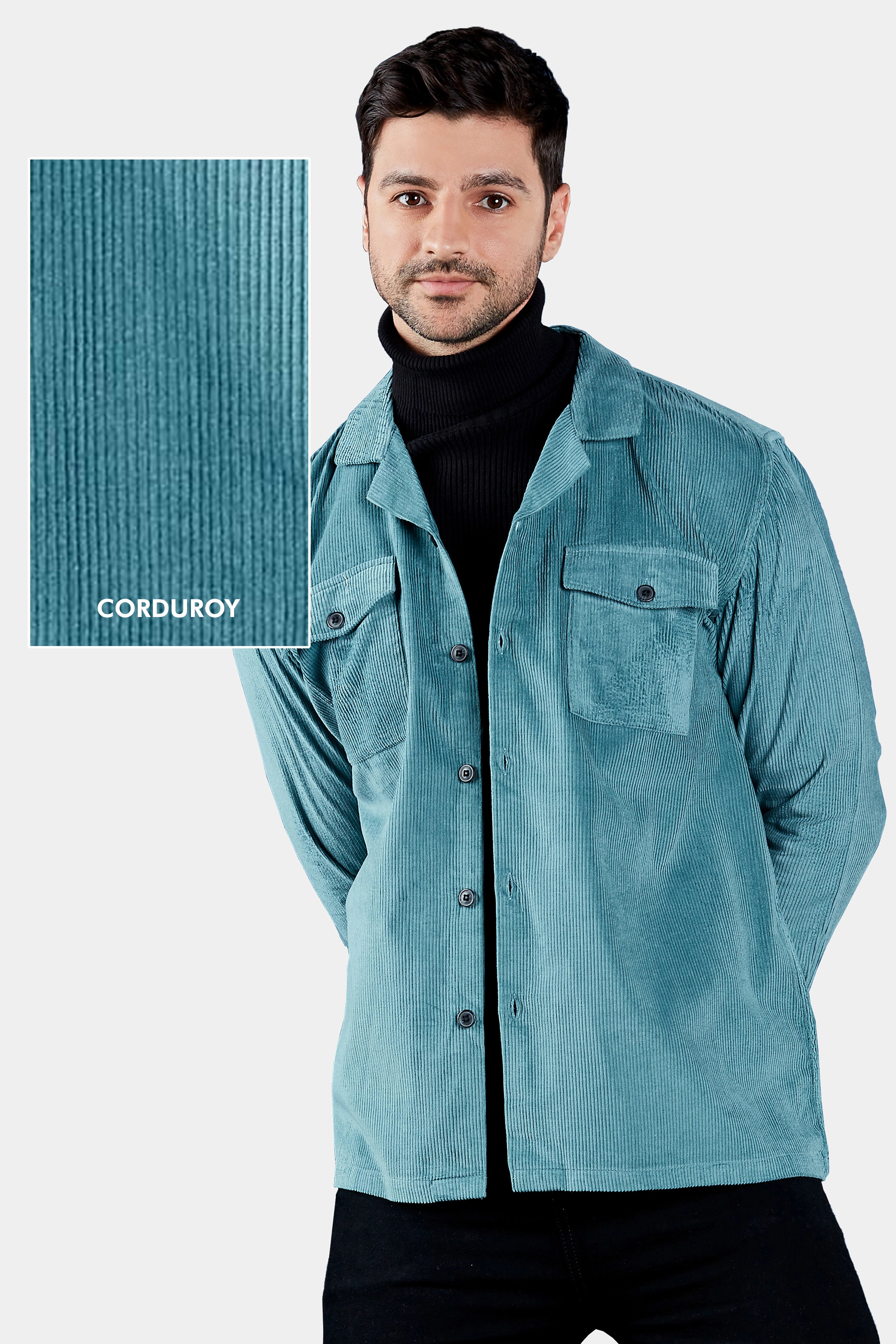 Ocean Teal Corduroy Overshirt