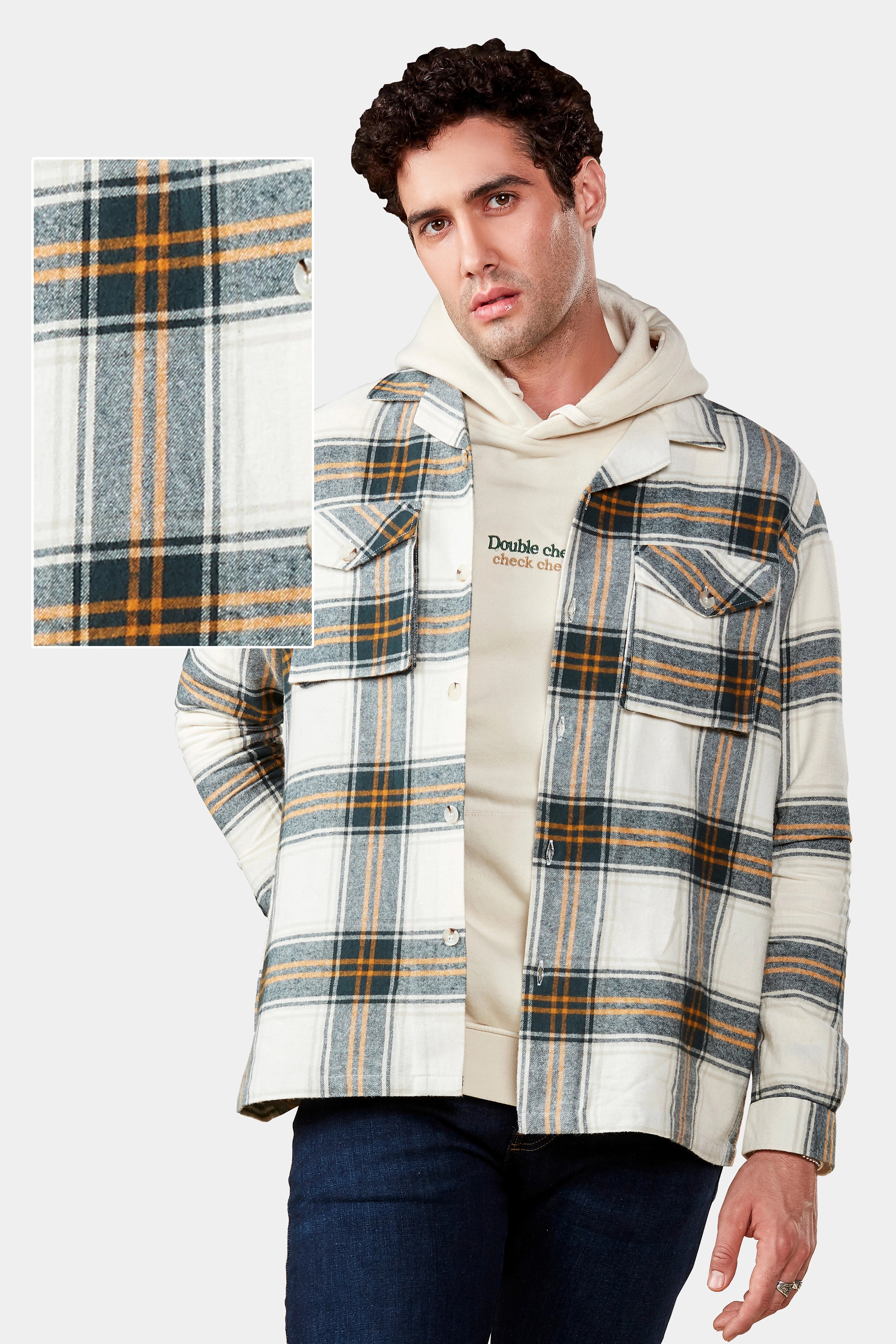 New York Beige Flannel Overshirt