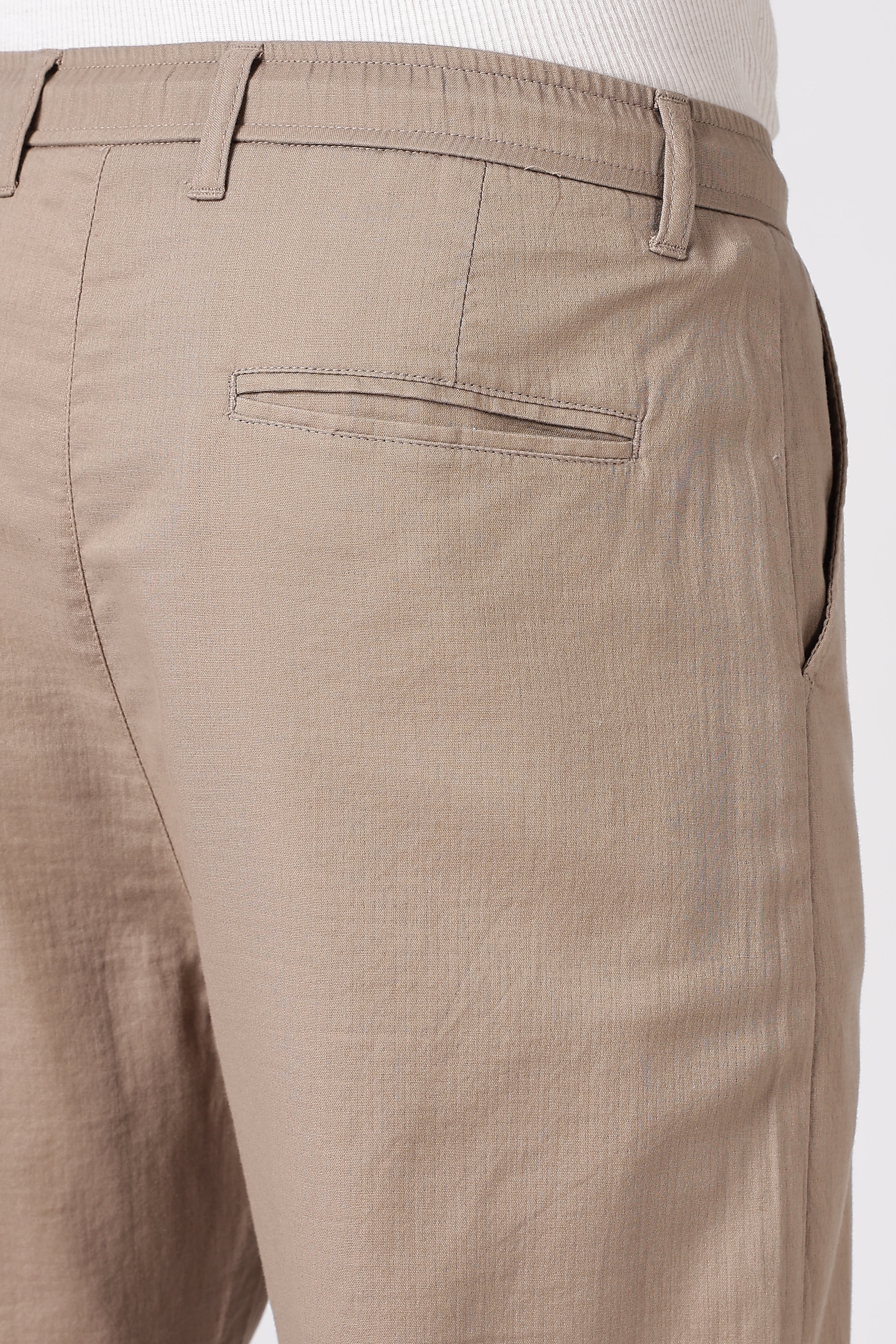 Stand at Ease 100% Cotton Straight Fit Beige Pant
