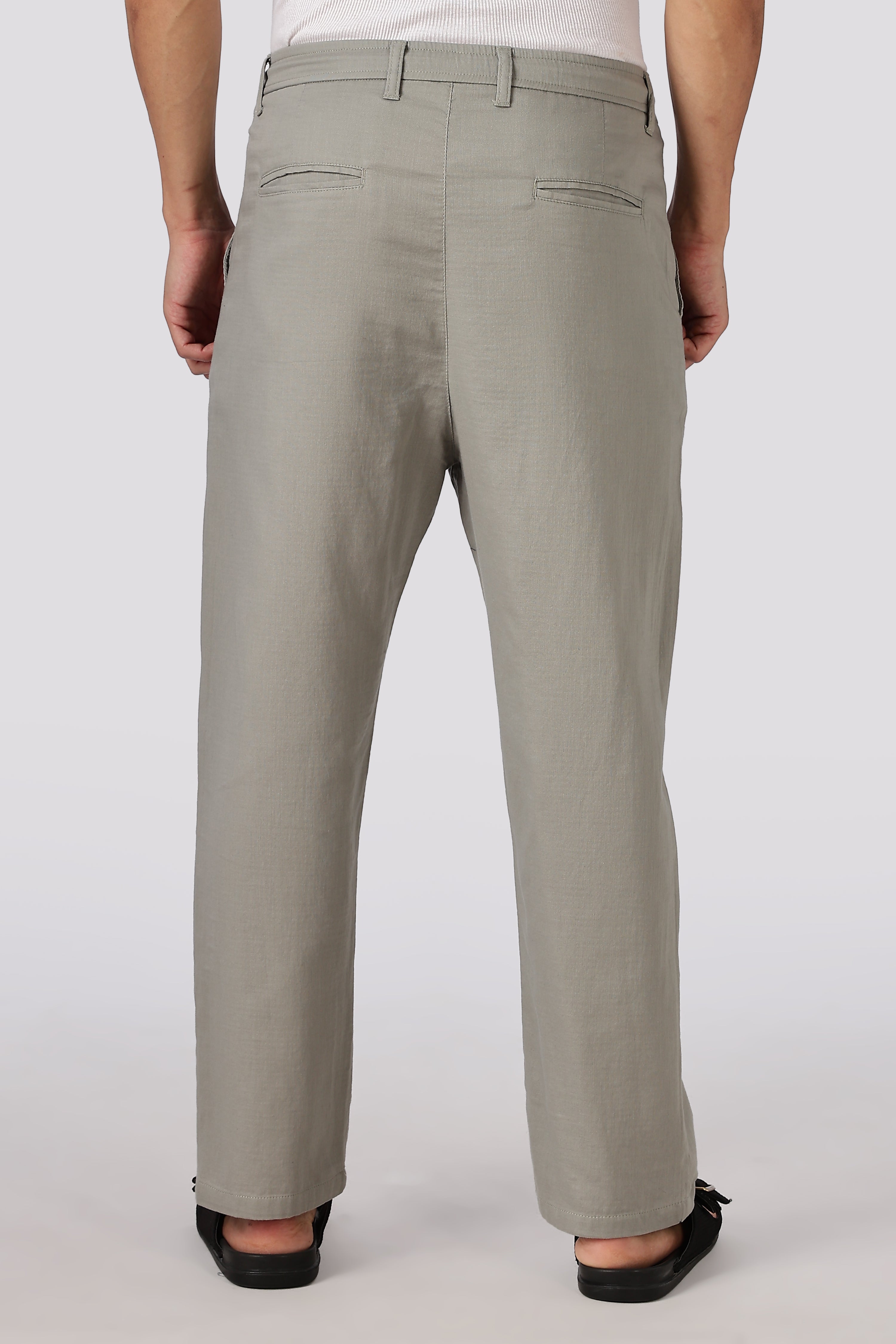 Stand at Ease 100% Cotton Straight Fit Grey Pant