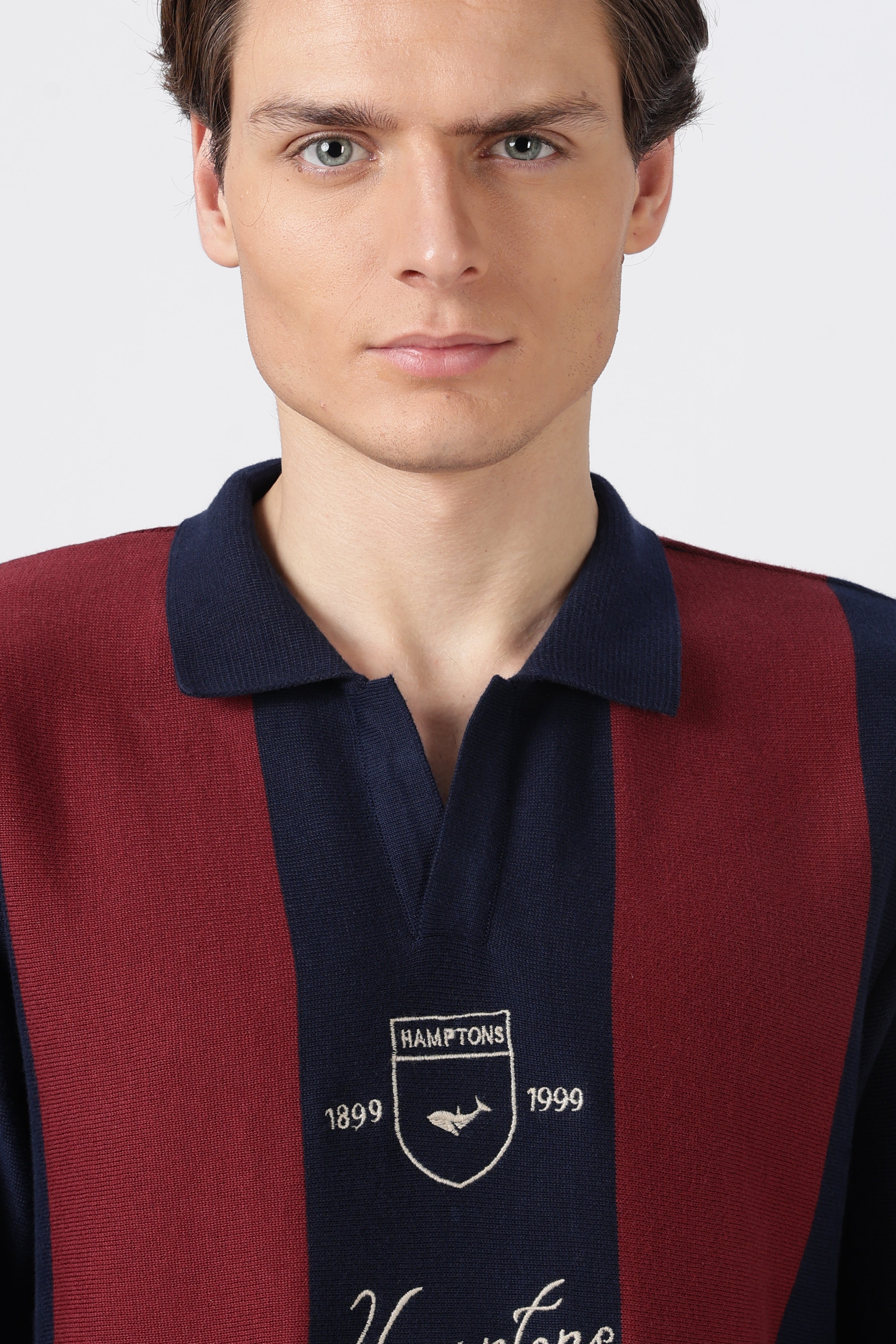 Harbor Crest Striped Knit Polo T-Shirt